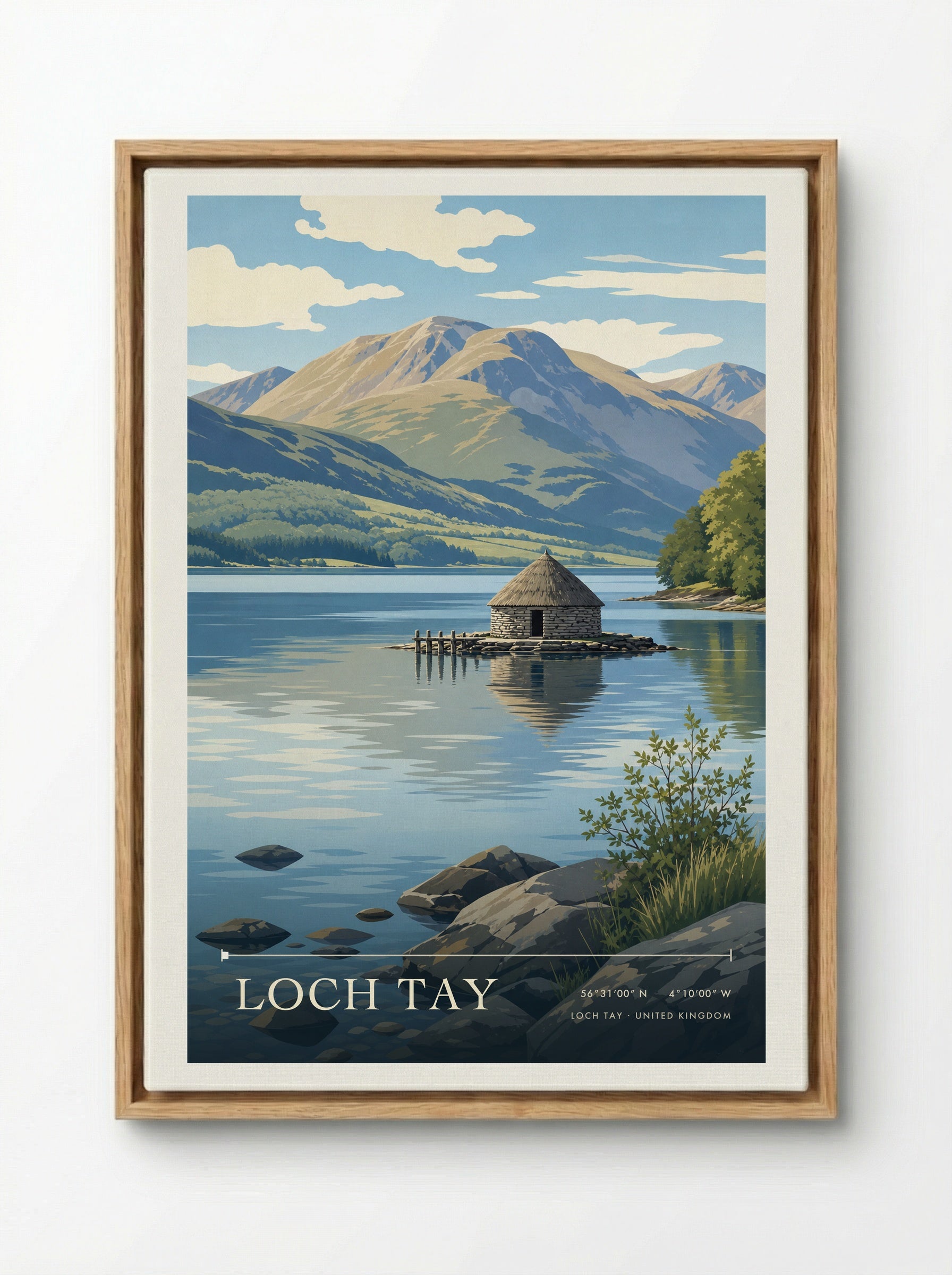 Loch Tay United Kingdom Travel Poster - Framed Canvas Wood