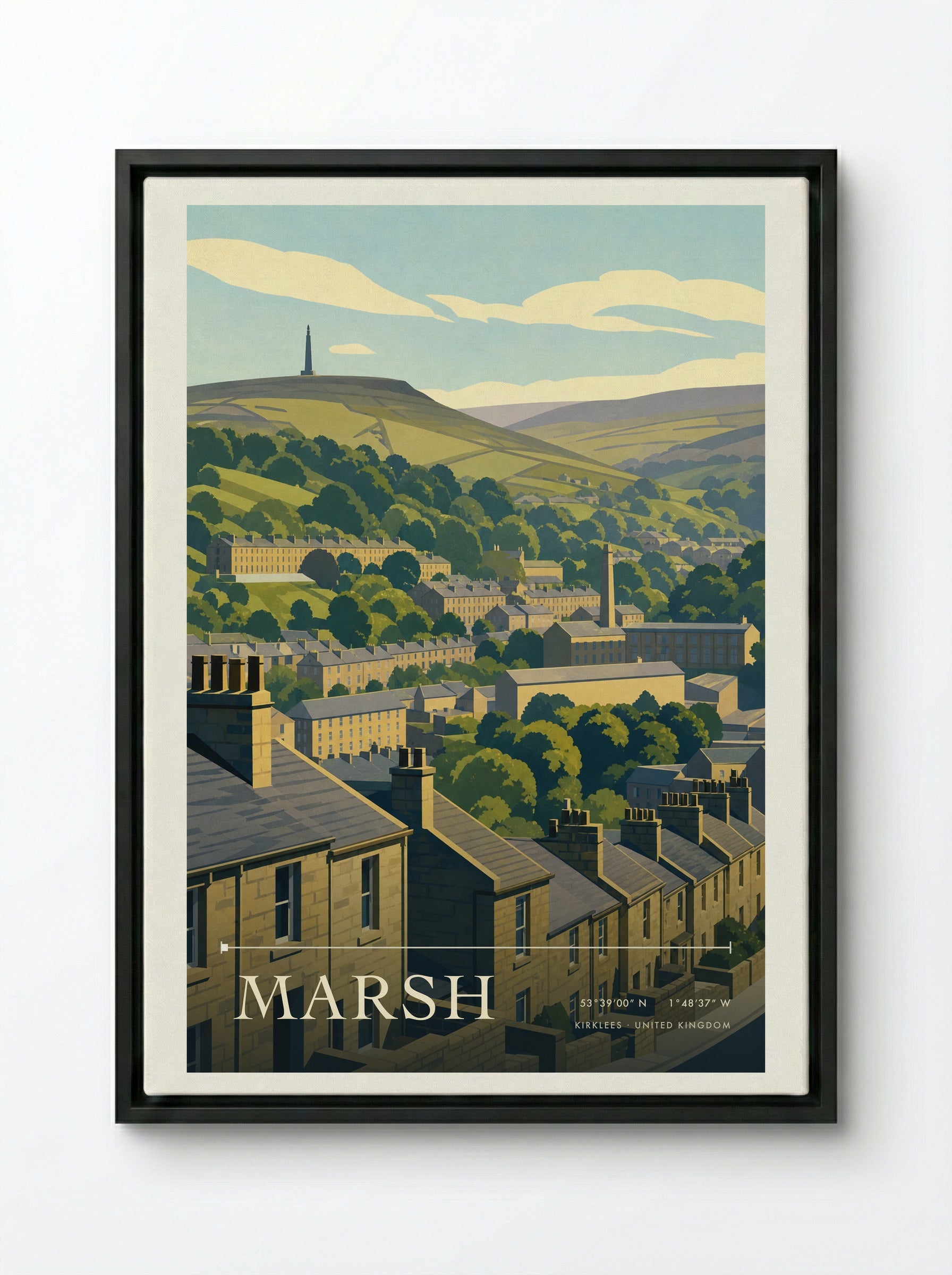 Marsh Kirklees United Kingdom Travel Poster - Framed Canvas Black