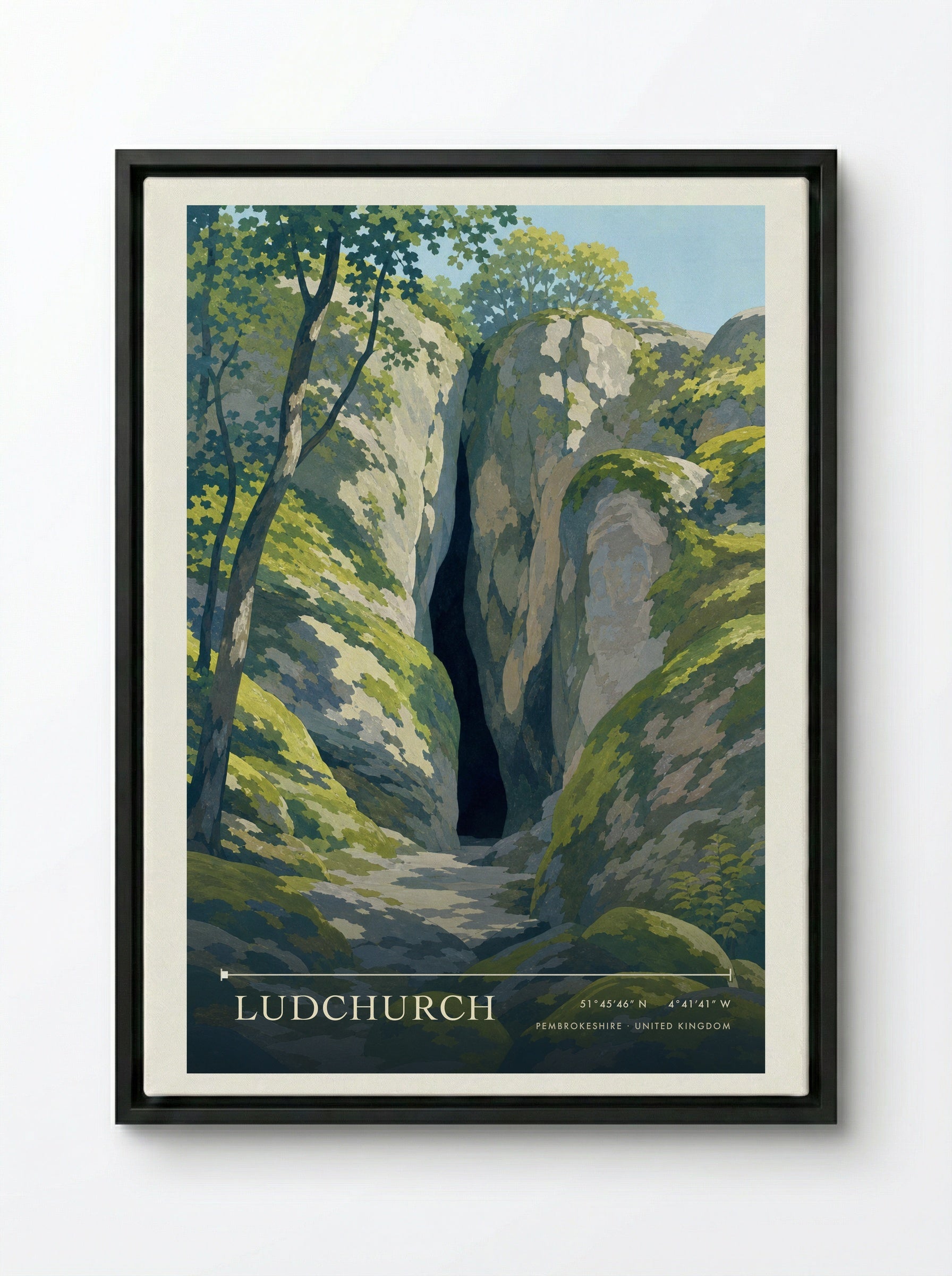 Ludchurch Pembrokeshire United Kingdom Travel Poster - Framed Canvas Black