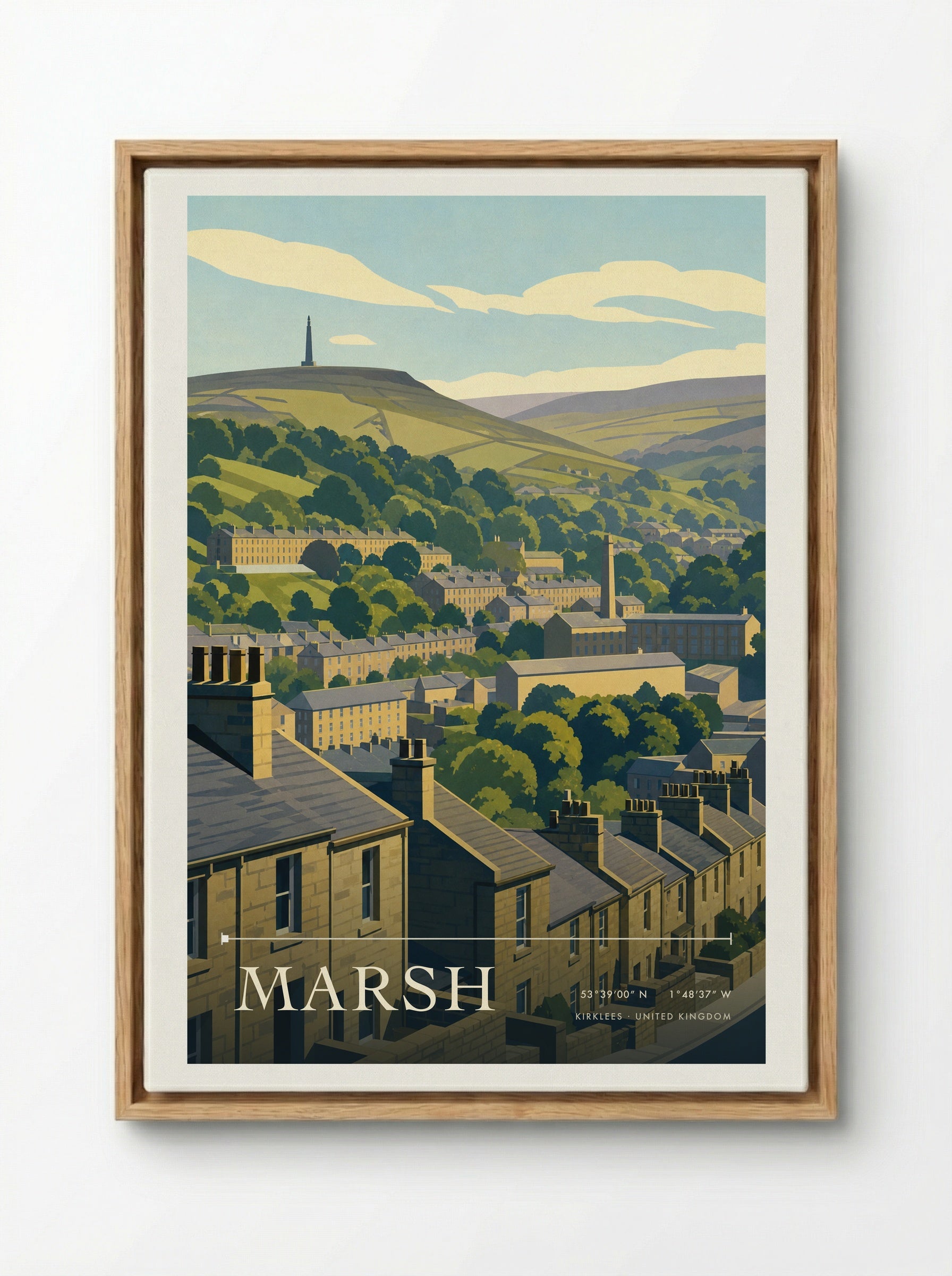 Marsh Kirklees United Kingdom Travel Poster - Framed Canvas Wood