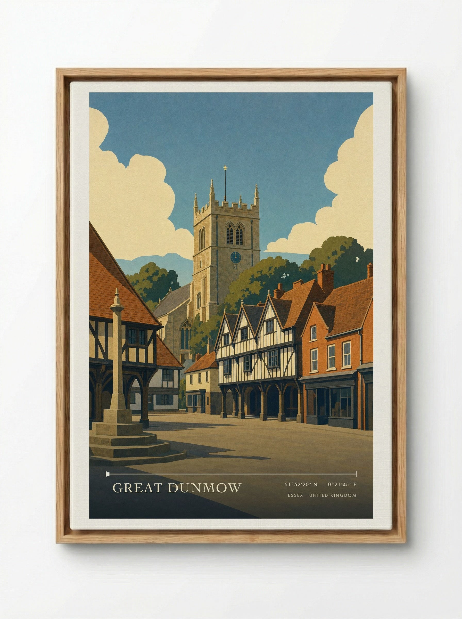 Great Dunmow Essex United Kingdom Travel Poster - Framed Canvas Wood