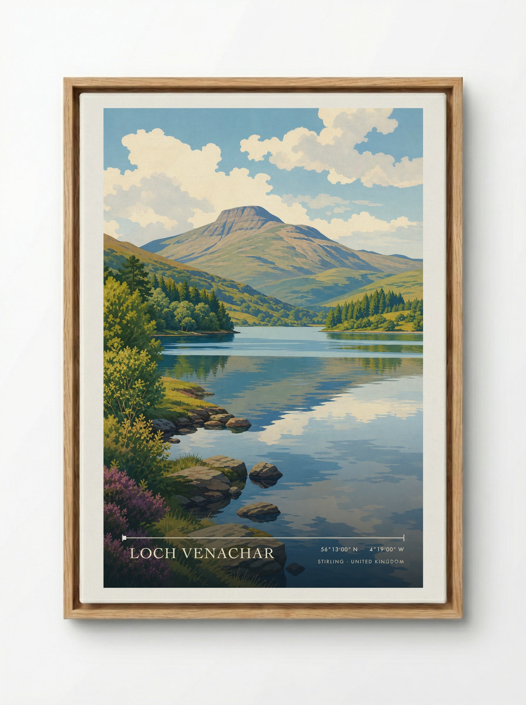 Loch Venachar Stirling United Kingdom Travel Poster - Framed Canvas Wood