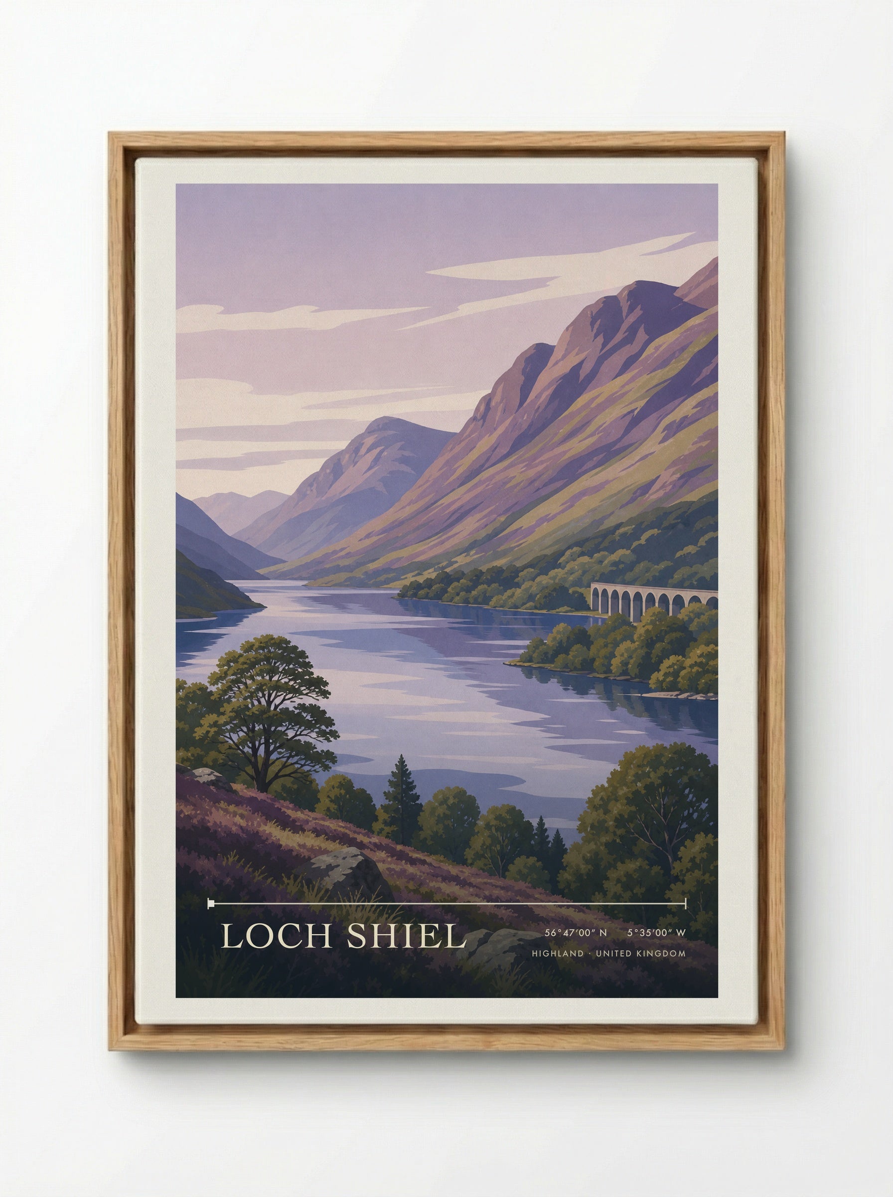 Loch Shiel Highland United Kingdom Travel Poster - Framed Canvas Wood