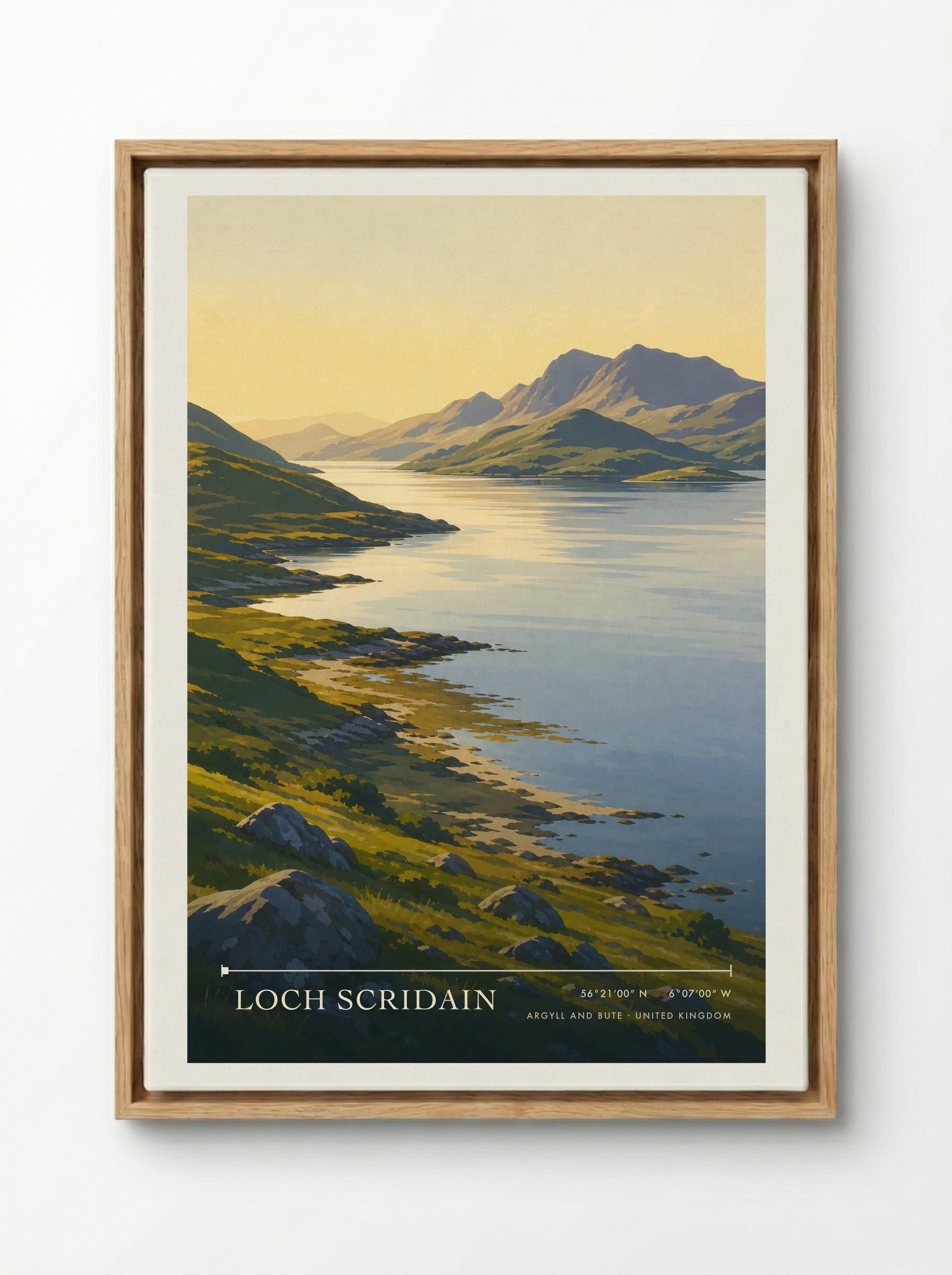 Loch Scridain Argyll and Bute United Kingdom Travel Poster - Framed Canvas Wood