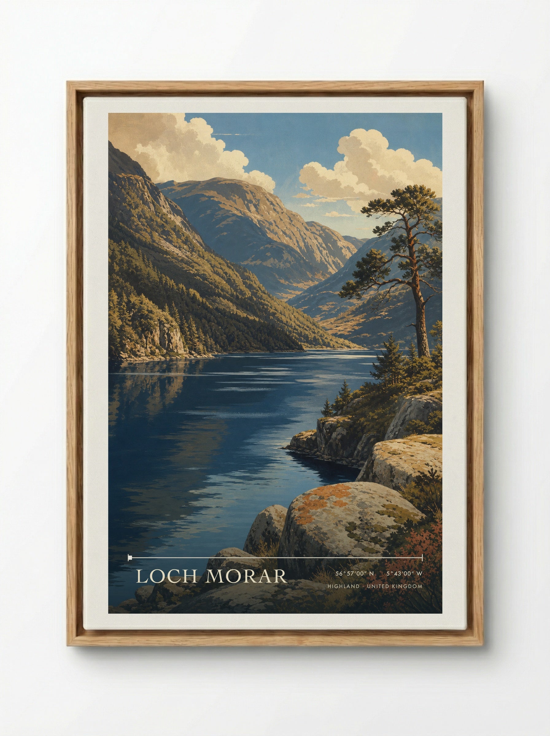 Loch Morar Highland United Kingdom Travel Poster - Framed Canvas Wood
