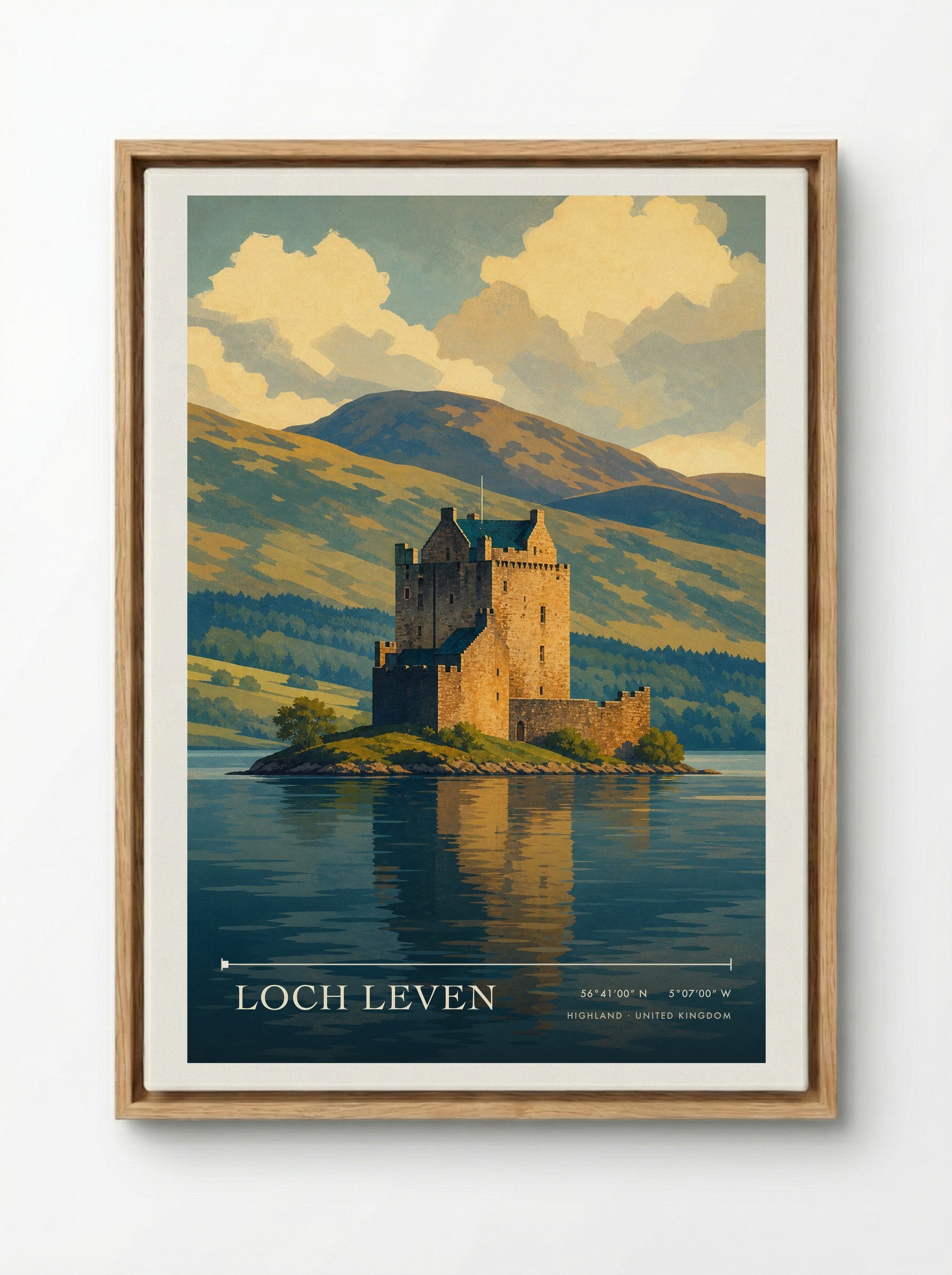 Loch Leven Highland United Kingdom Travel Poster - Framed Canvas Wood