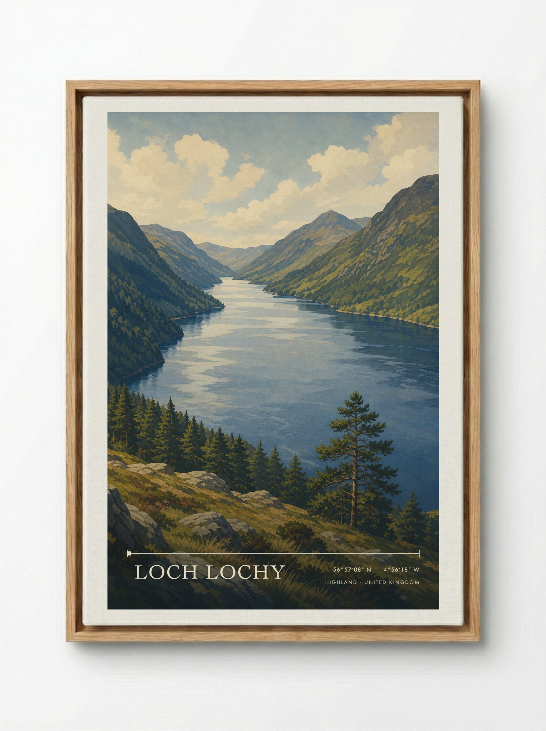 Loch Lochy Highland United Kingdom Travel Poster - Framed Canvas Wood