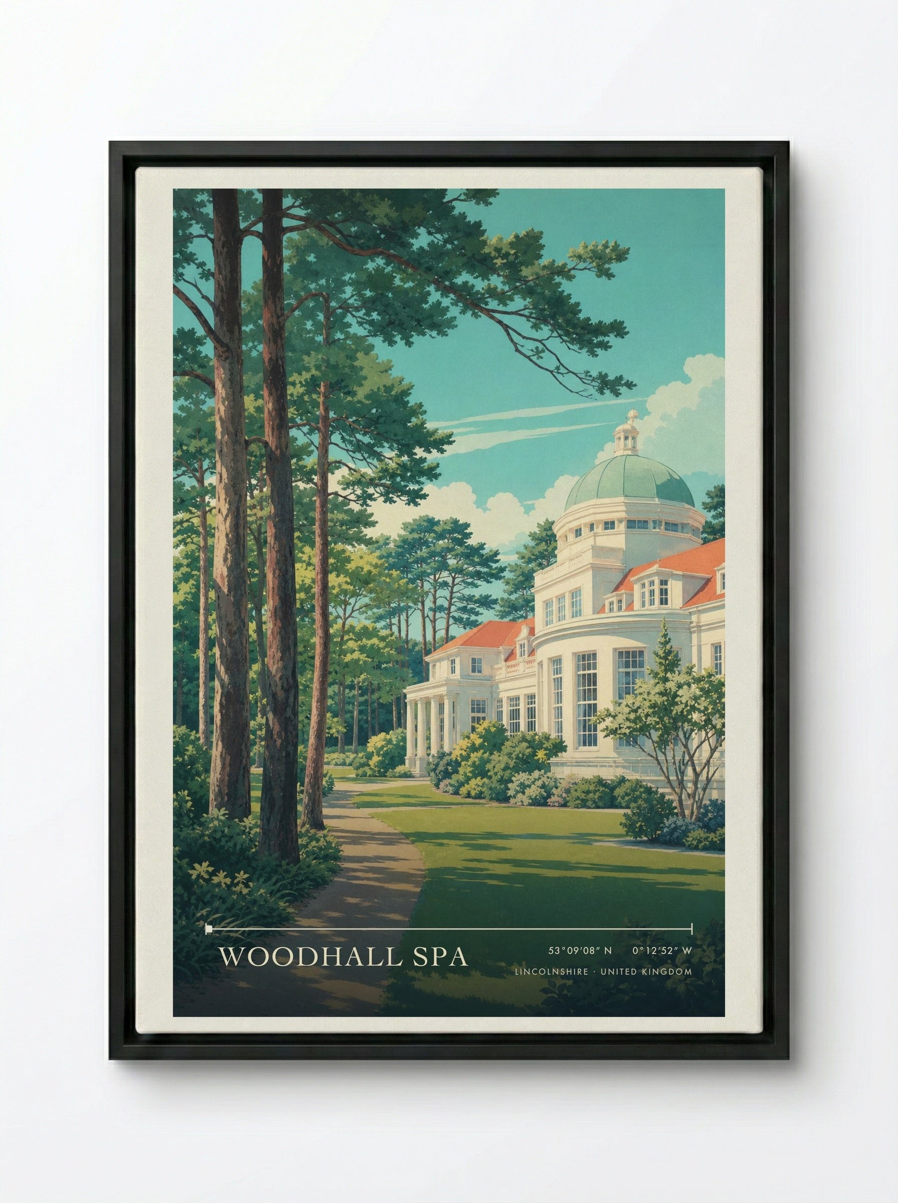 Woodhall Spa Lincolnshire United Kingdom Travel Poster - Framed Canvas Black