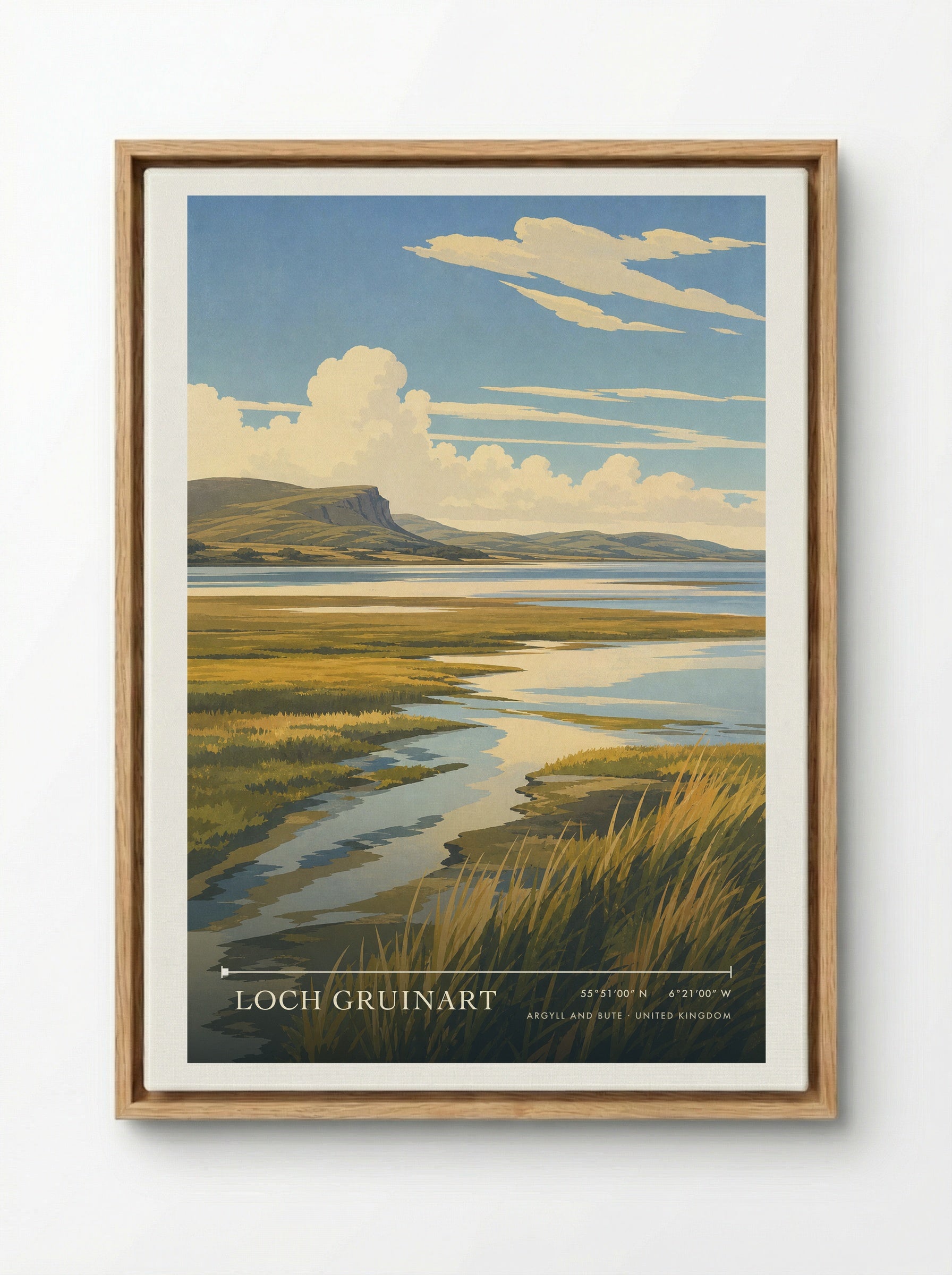 Loch Gruinart Argyll and Bute United Kingdom Travel Poster - Framed Canvas Wood