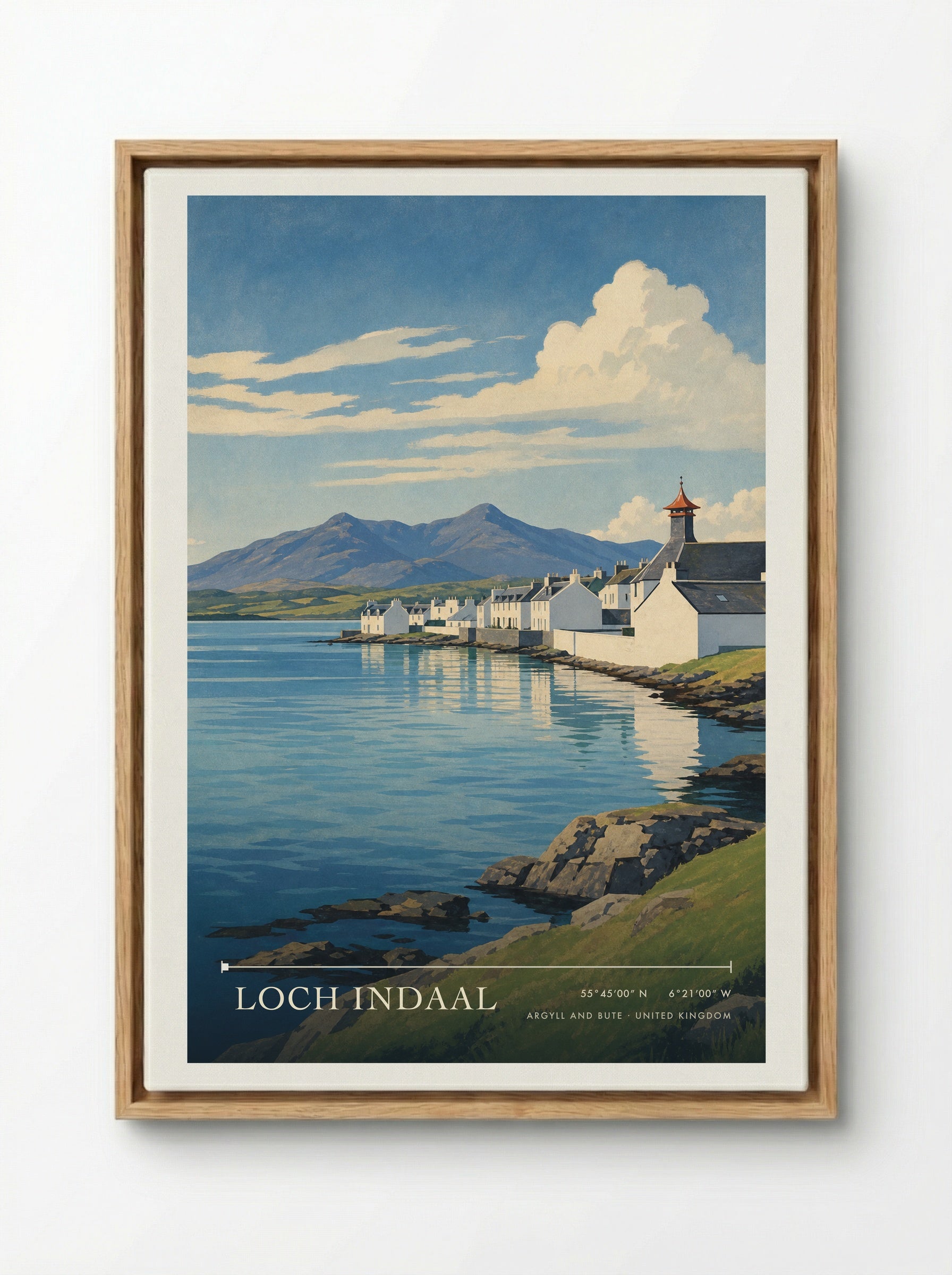 Loch Indaal Argyll and Bute United Kingdom Travel Poster - Framed Canvas Wood