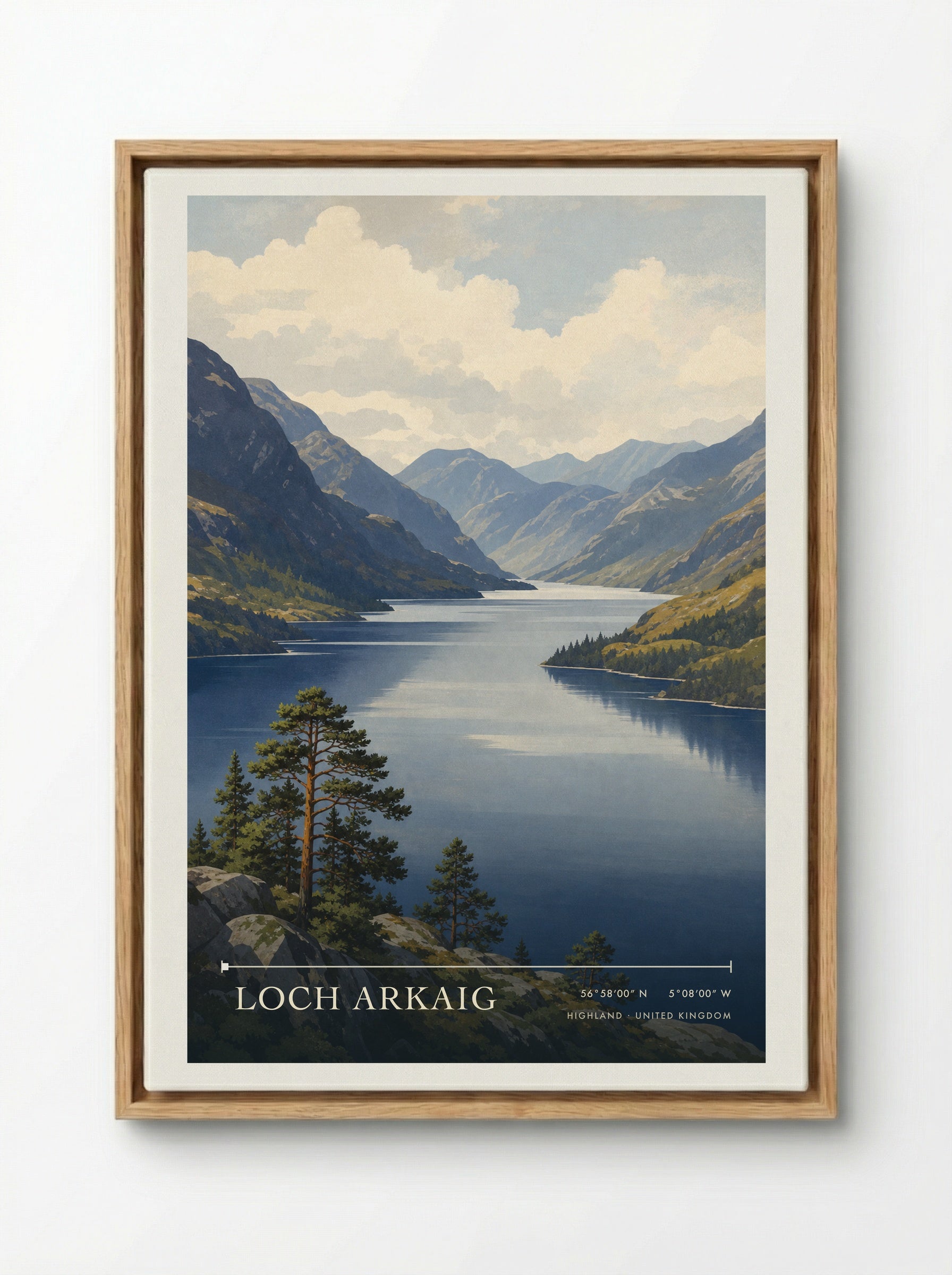 Loch Arkaig Highland United Kingdom Travel Poster - Framed Canvas Wood