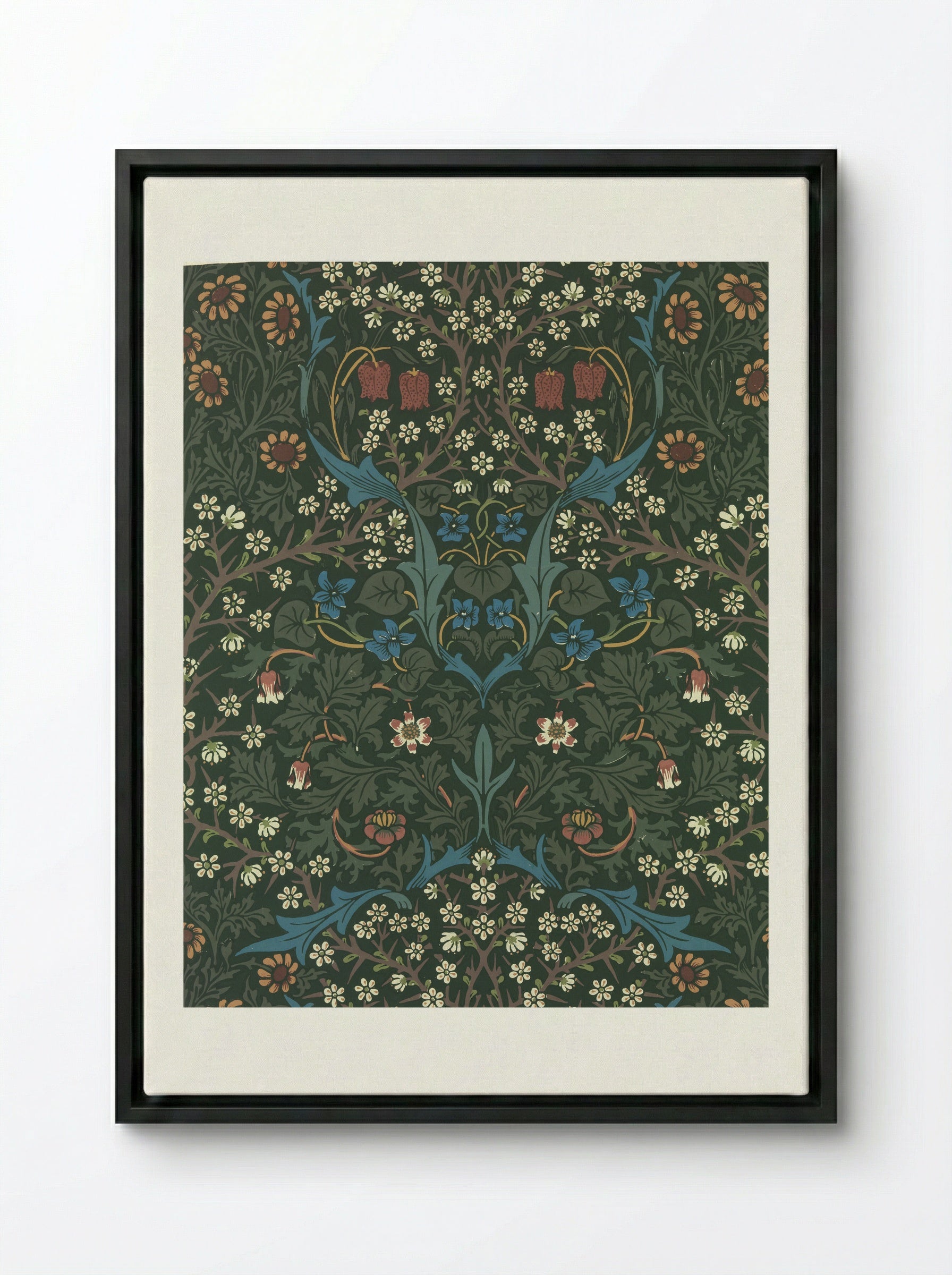 Blackthorn - William Morris - Framed Canvas Black