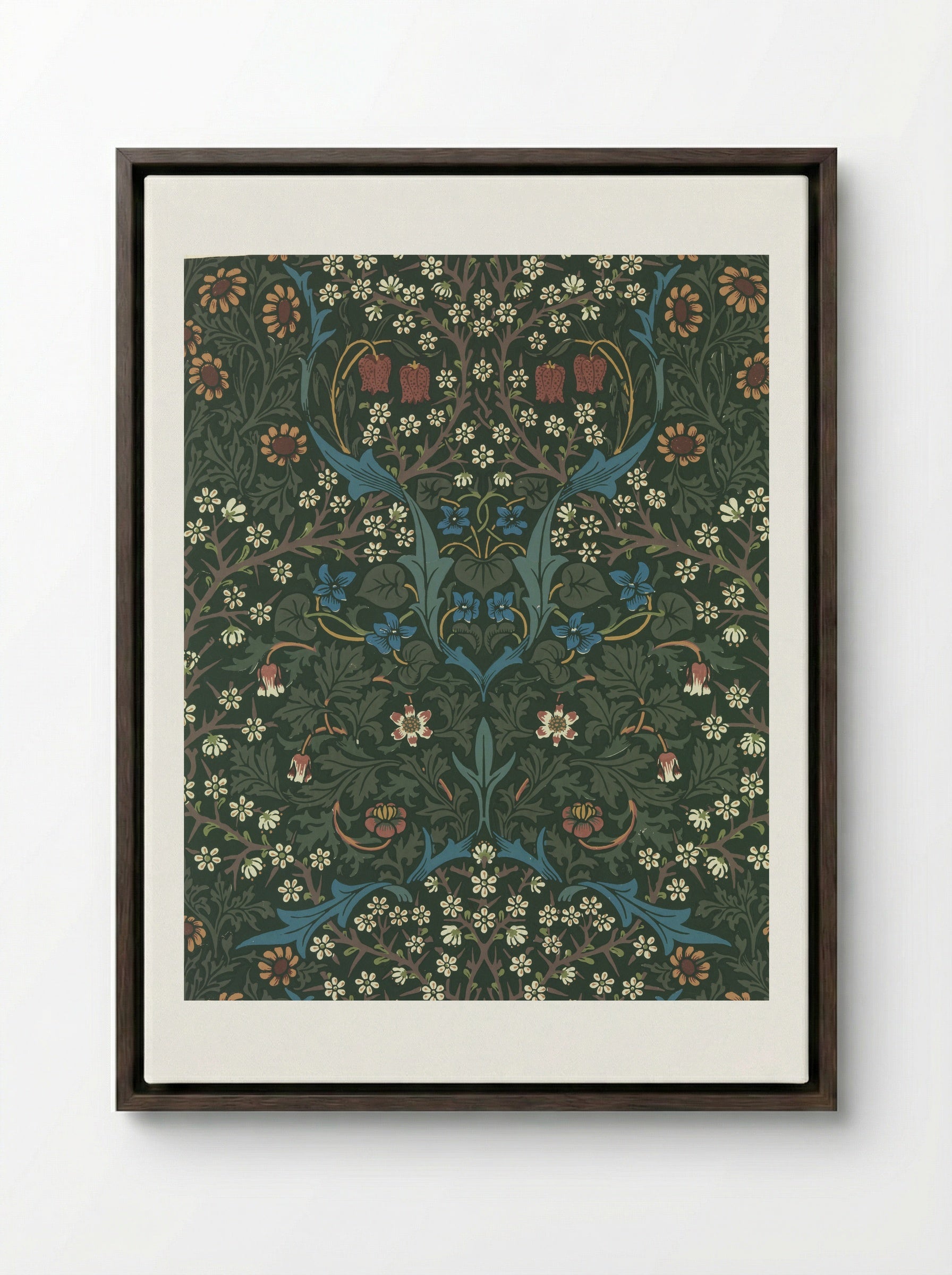 Blackthorn - William Morris - Framed Canvas Dark Wood