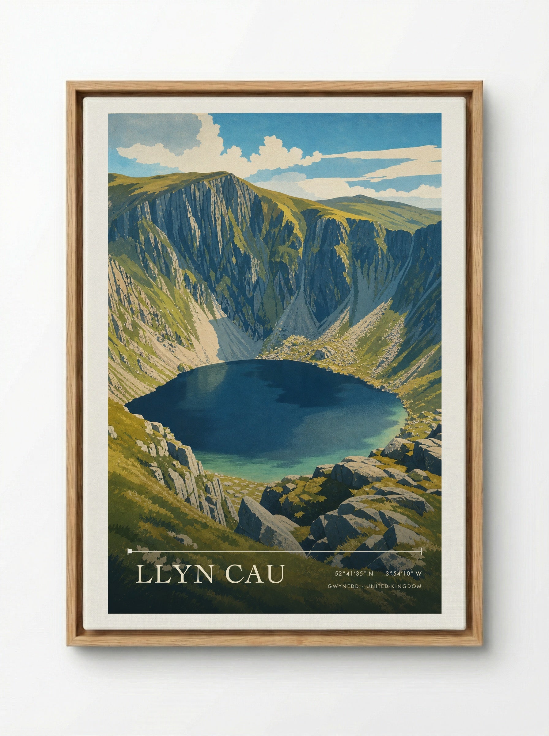 Llyn Cau Gwynedd United Kingdom Travel Poster - Framed Canvas Wood