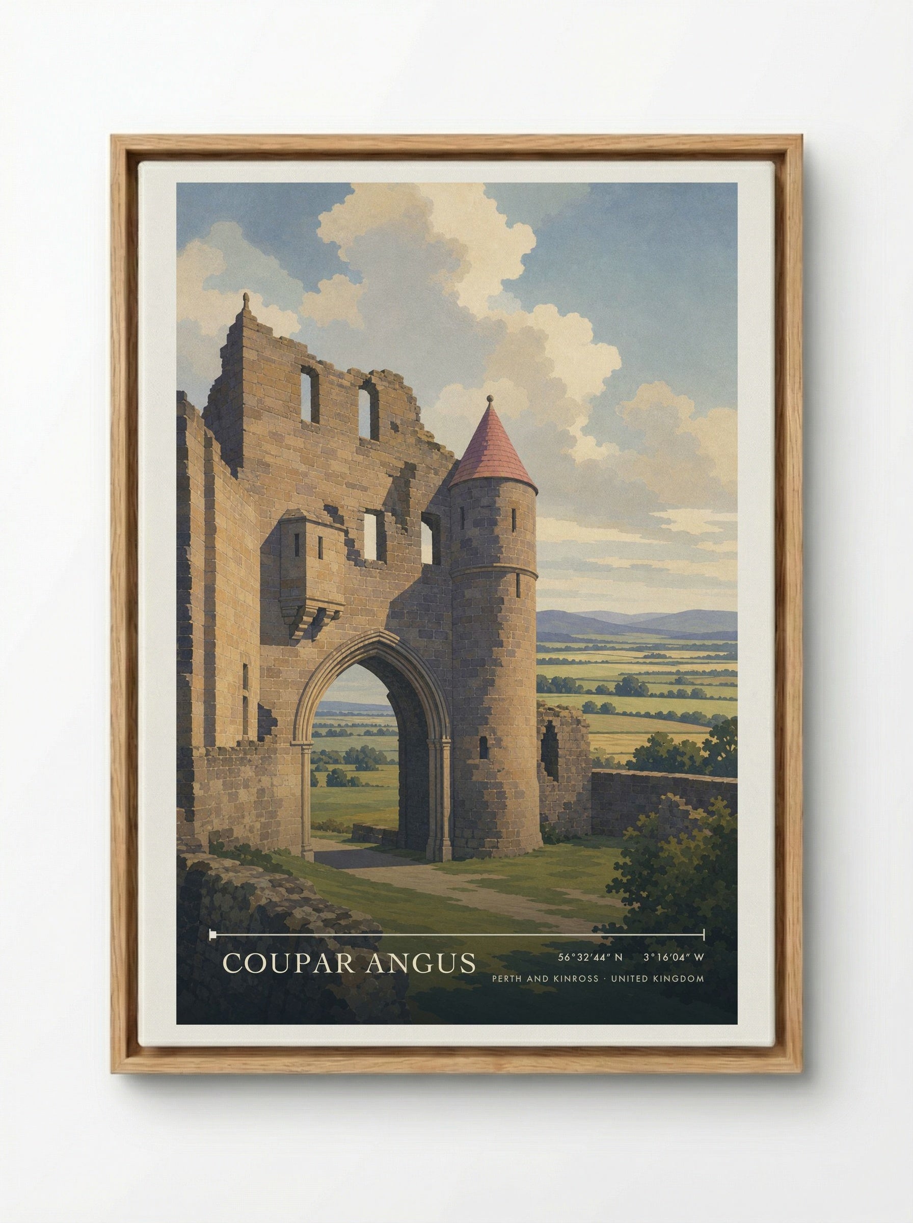Coupar Angus Perth and Kinross United Kingdom Travel Poster - Framed Canvas Wood
