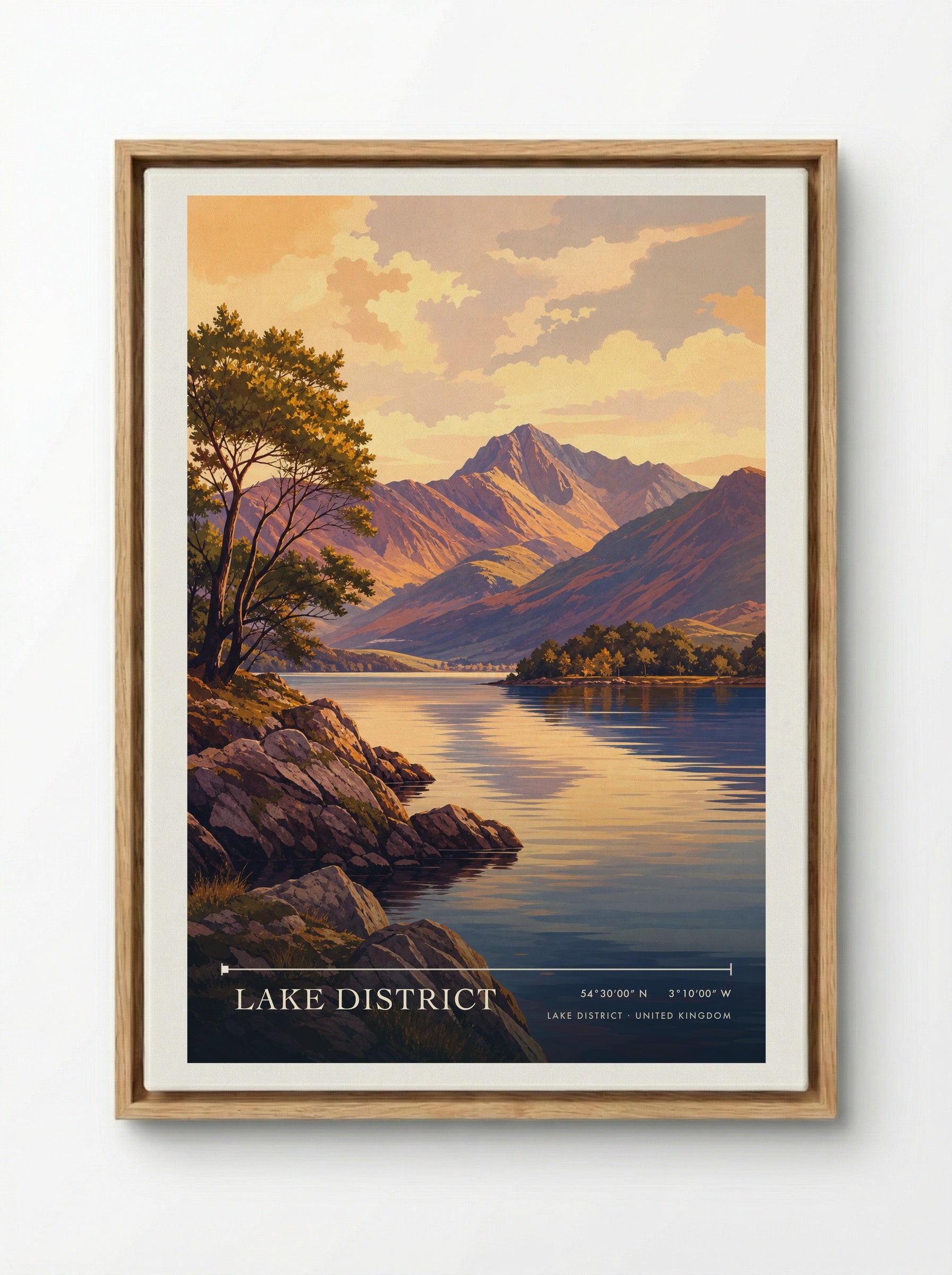 Lake District United Kingdom Travel Poster - Framed Canvas Wood