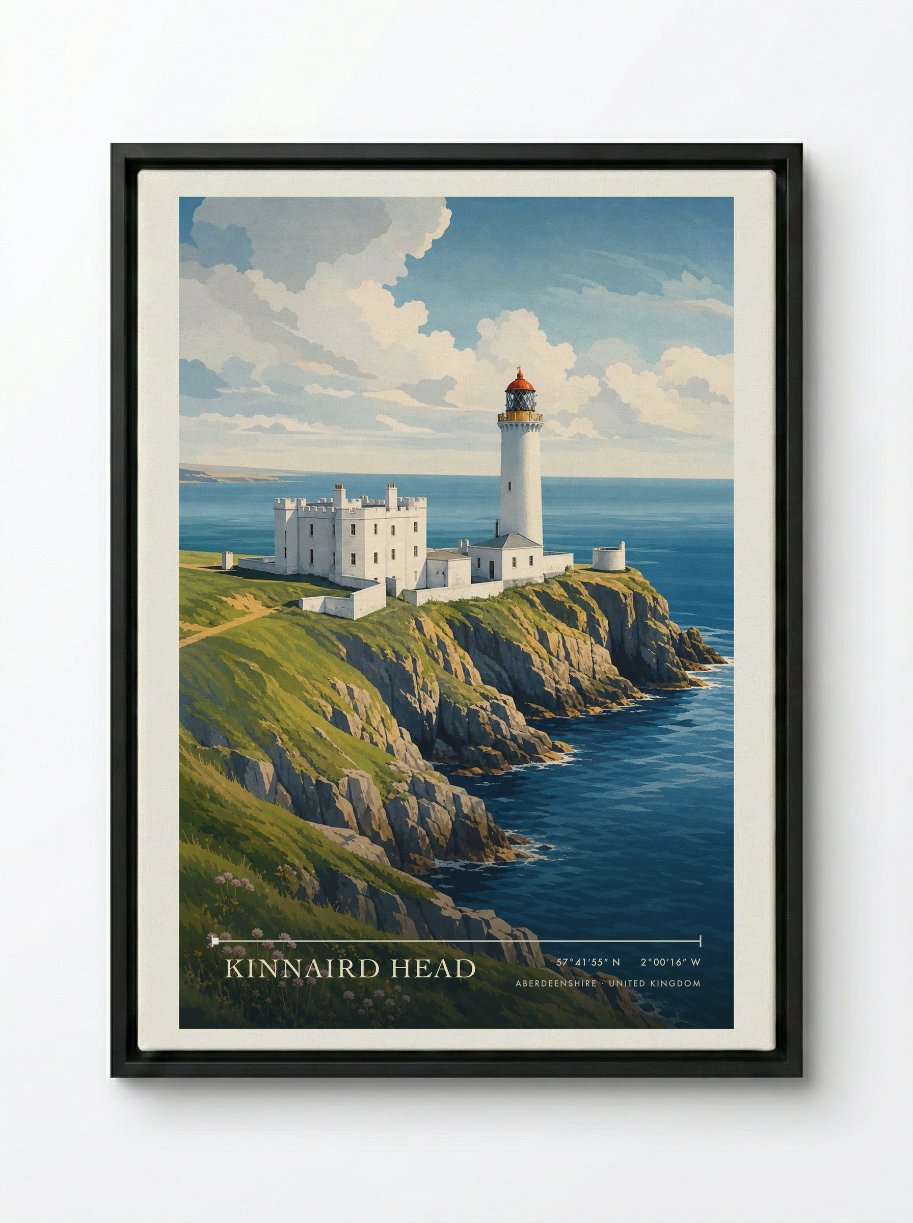 Kinnaird Head Aberdeenshire United Kingdom Travel Poster - Framed Canvas Black