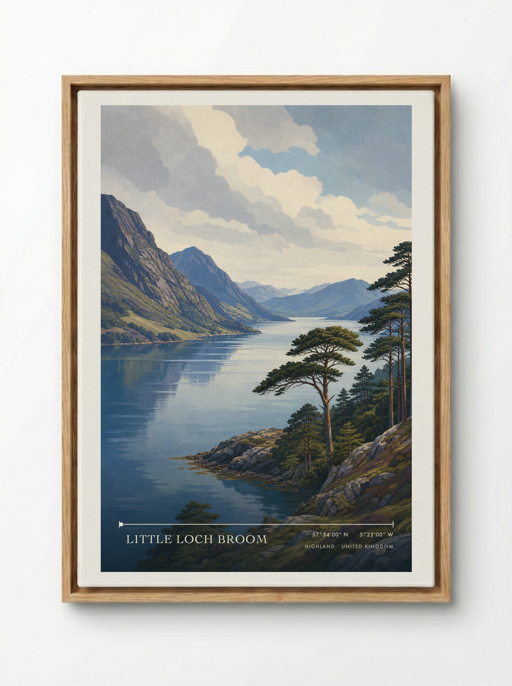Little Loch Broom Highland United Kingdom Travel Poster - Framed Canvas Wood