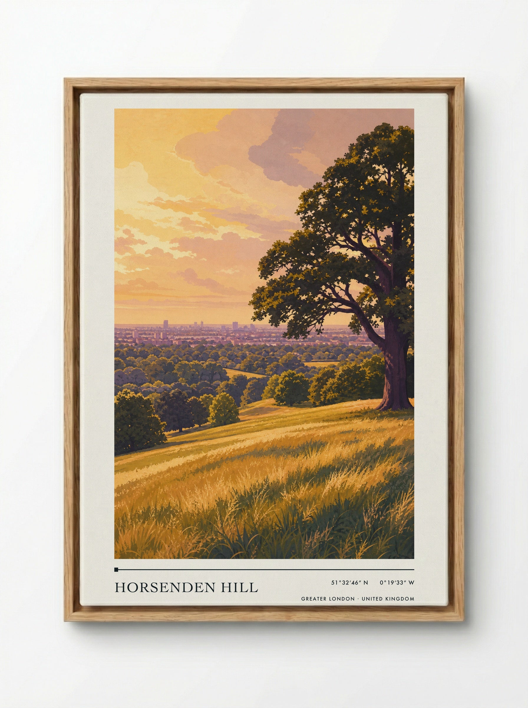 Horsenden Hill Greater London United Kingdom Travel Poster - Framed Canvas Wood