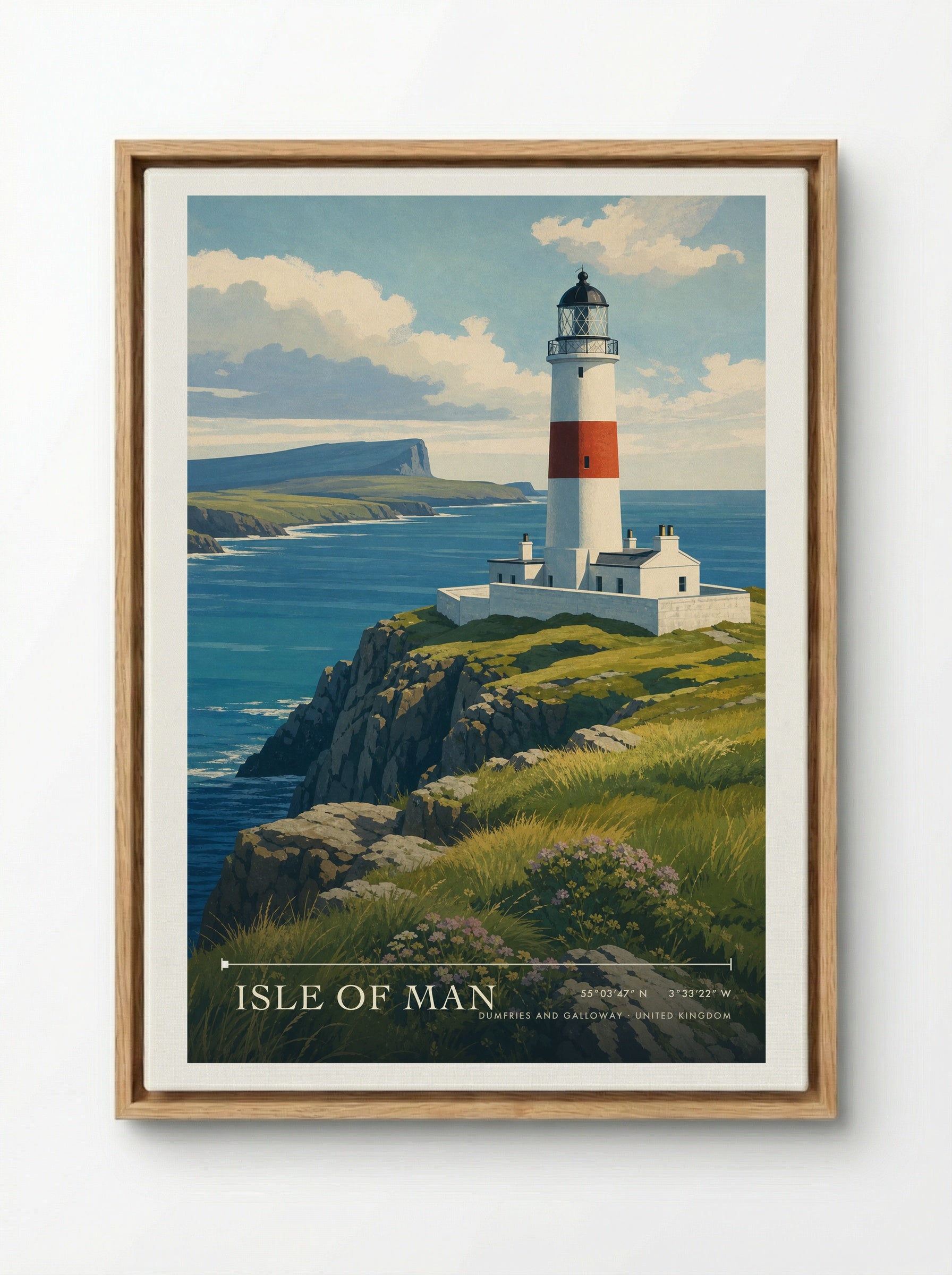 Isle of Man Dumfries and Galloway United Kingdom Travel Poster - Framed Canvas Wood