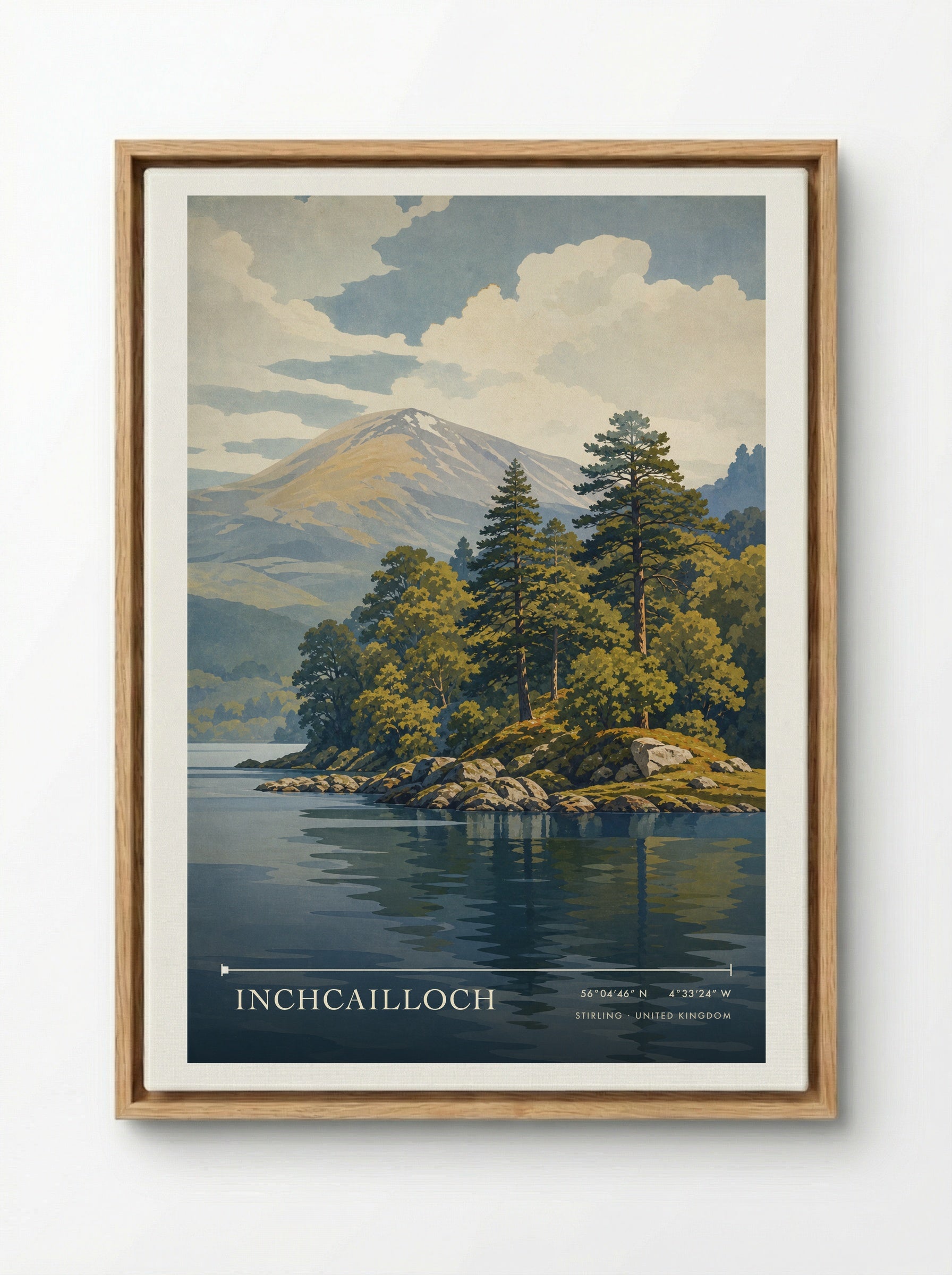 Inchcailloch Stirling United Kingdom Travel Poster - Framed Canvas Wood