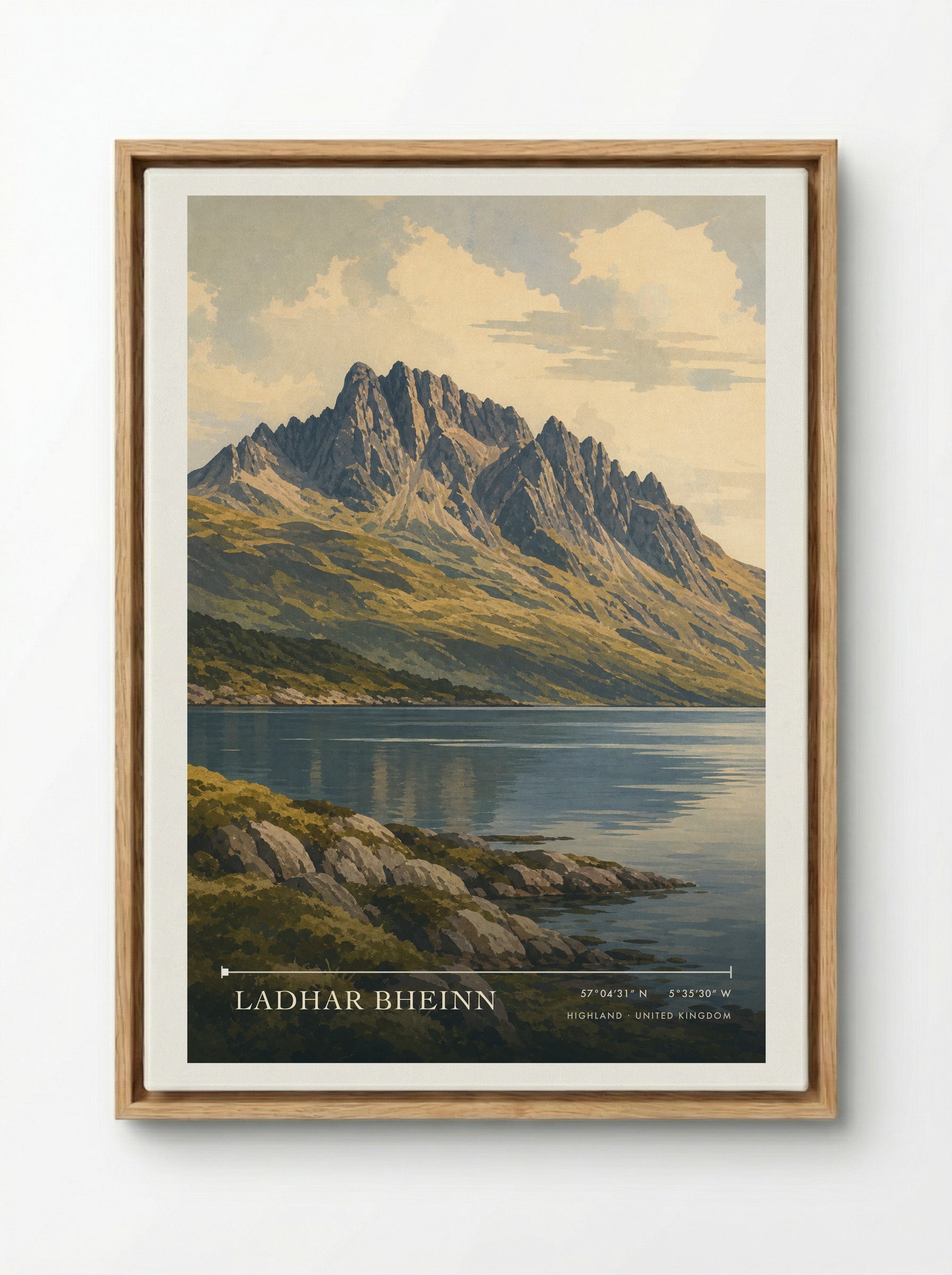 Ladhar Bheinn Highland United Kingdom Travel Poster - Framed Canvas Wood