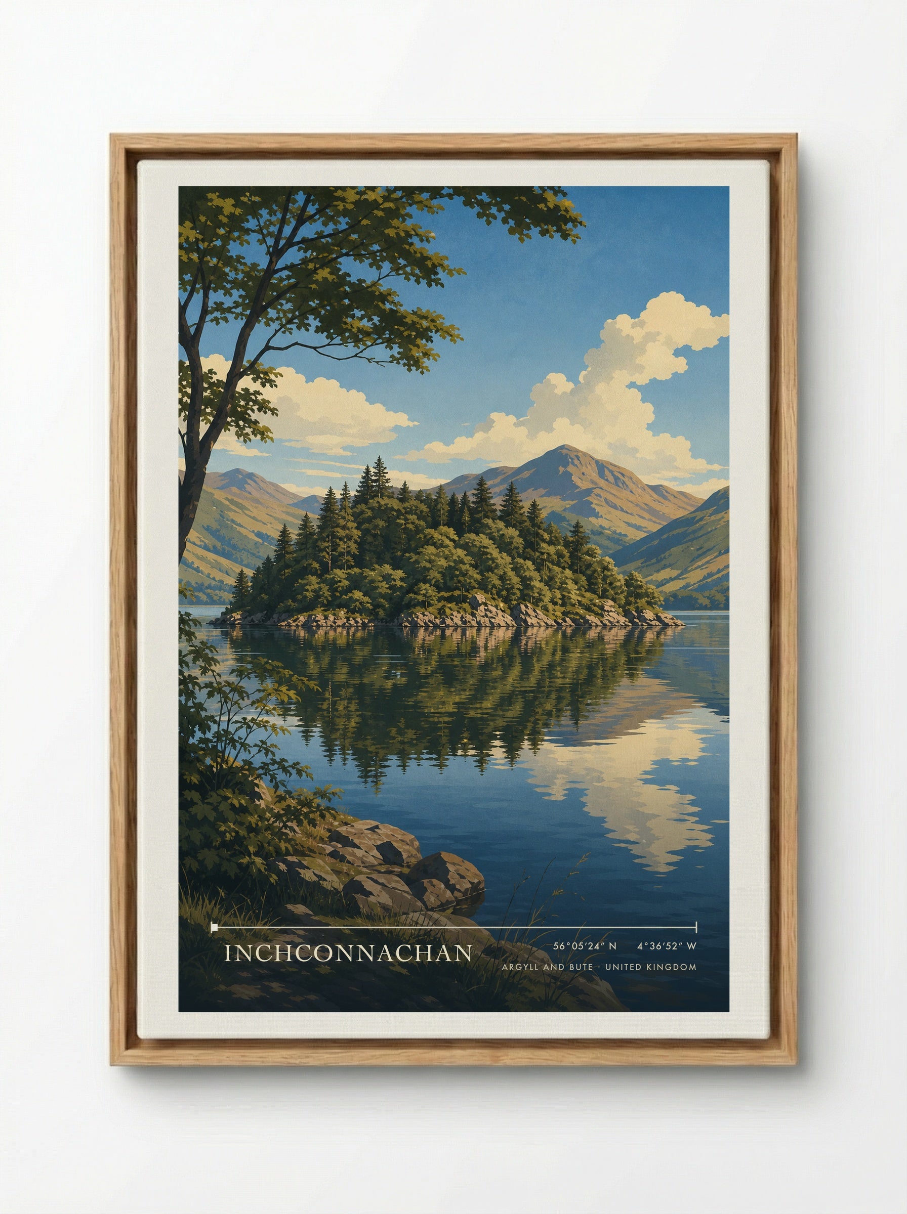 Inchconnachan Argyll and Bute United Kingdom Travel Poster - Framed Canvas Wood