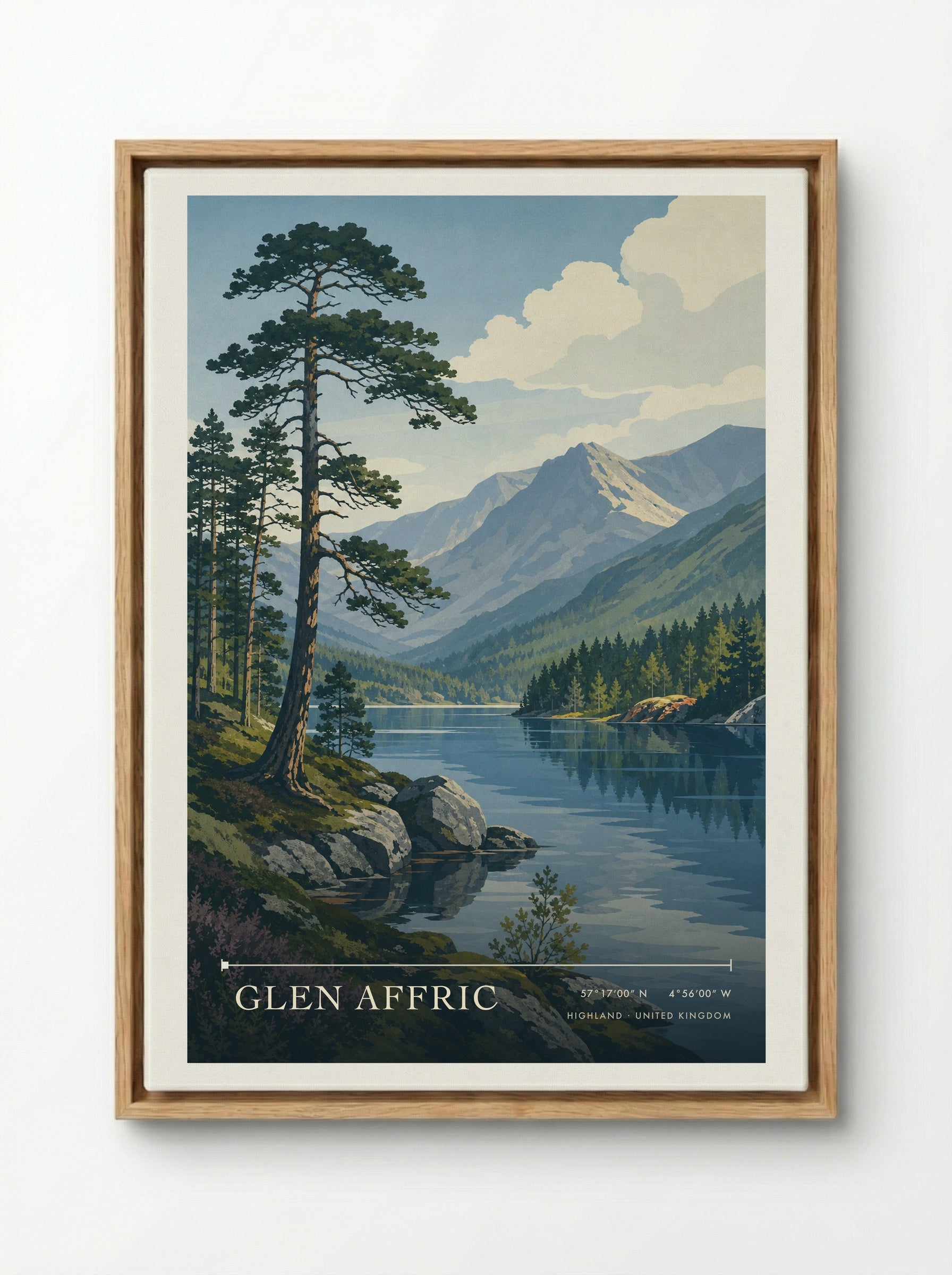 Glen Affric Highland United Kingdom Travel Poster - Framed Canvas Wood