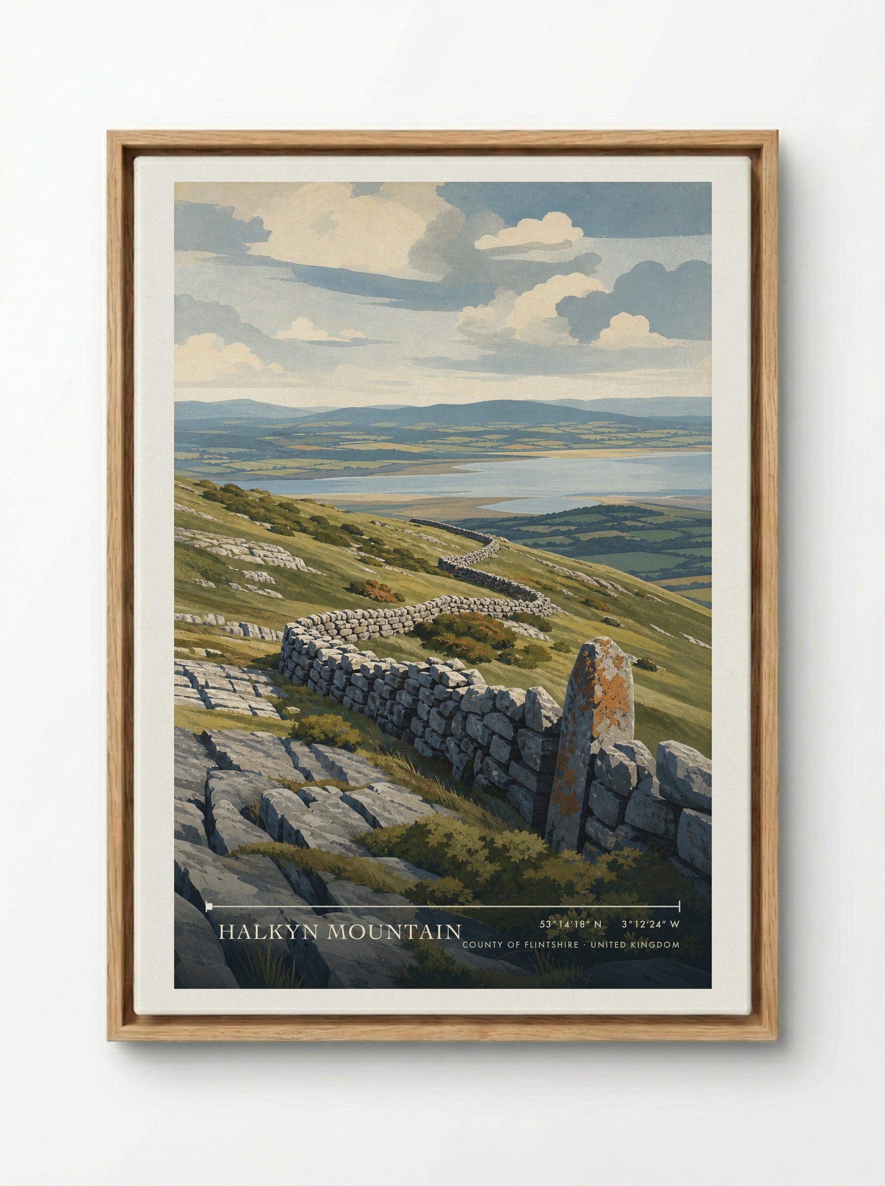 Halkyn Mountain County of Flintshire United Kingdom Travel Poster - Framed Canvas Wood