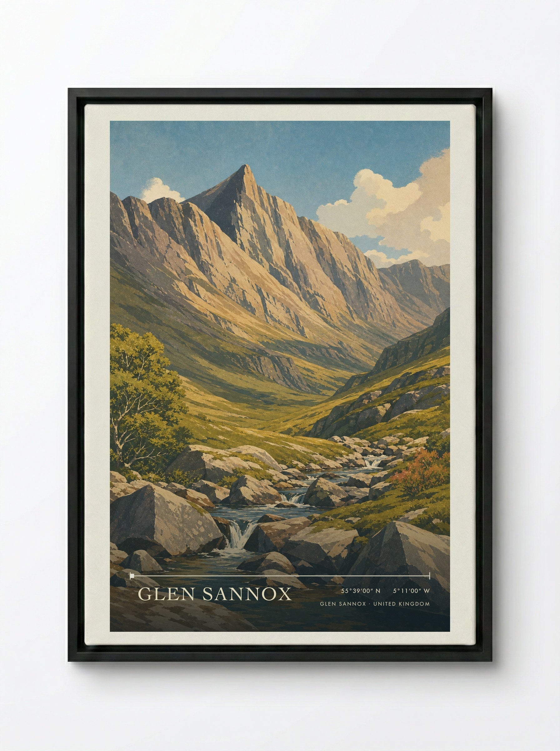 Glen Sannox United Kingdom Travel Poster - Framed Canvas Black
