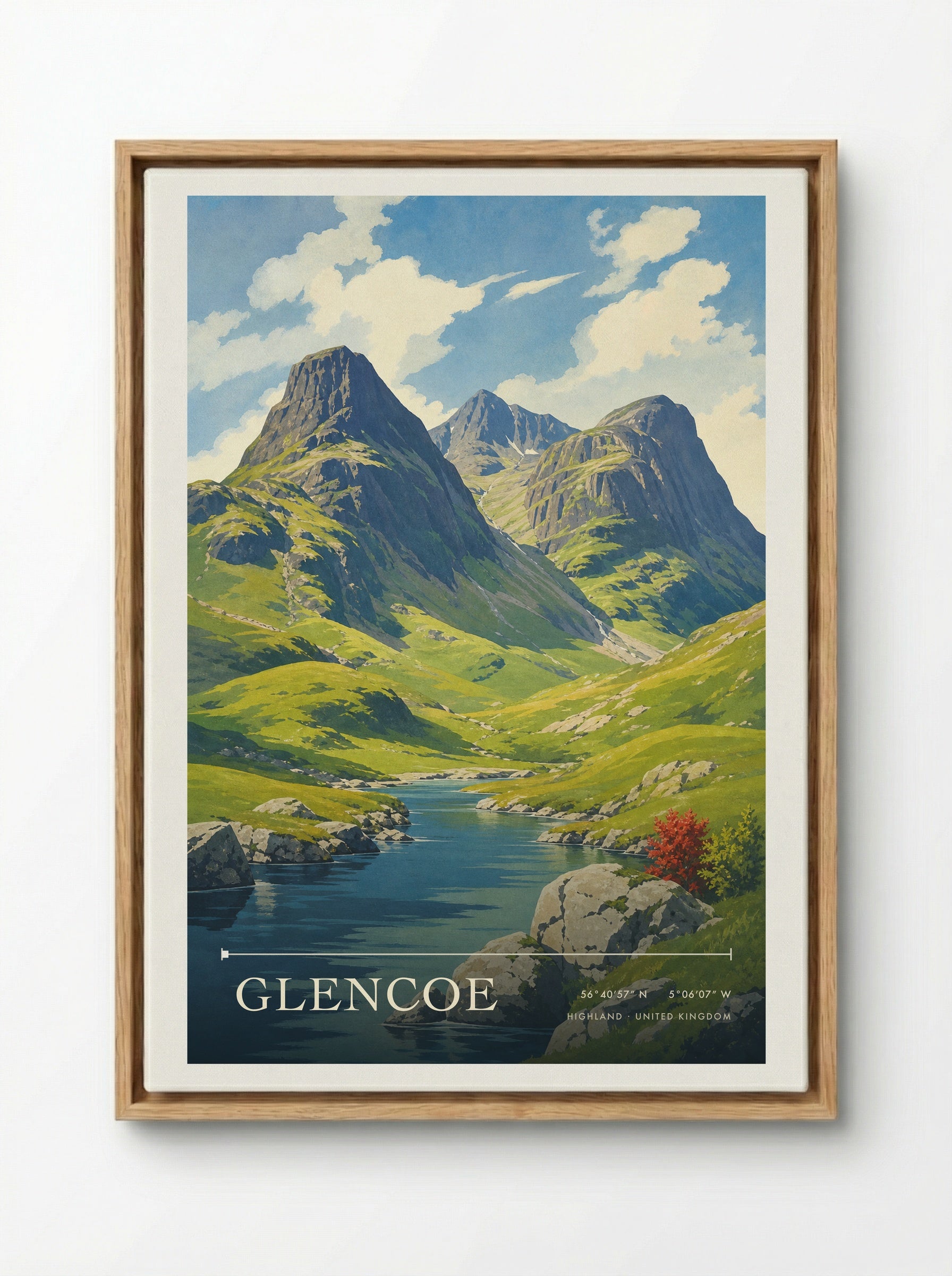 Glencoe Highland United Kingdom Travel Poster - Framed Canvas Wood