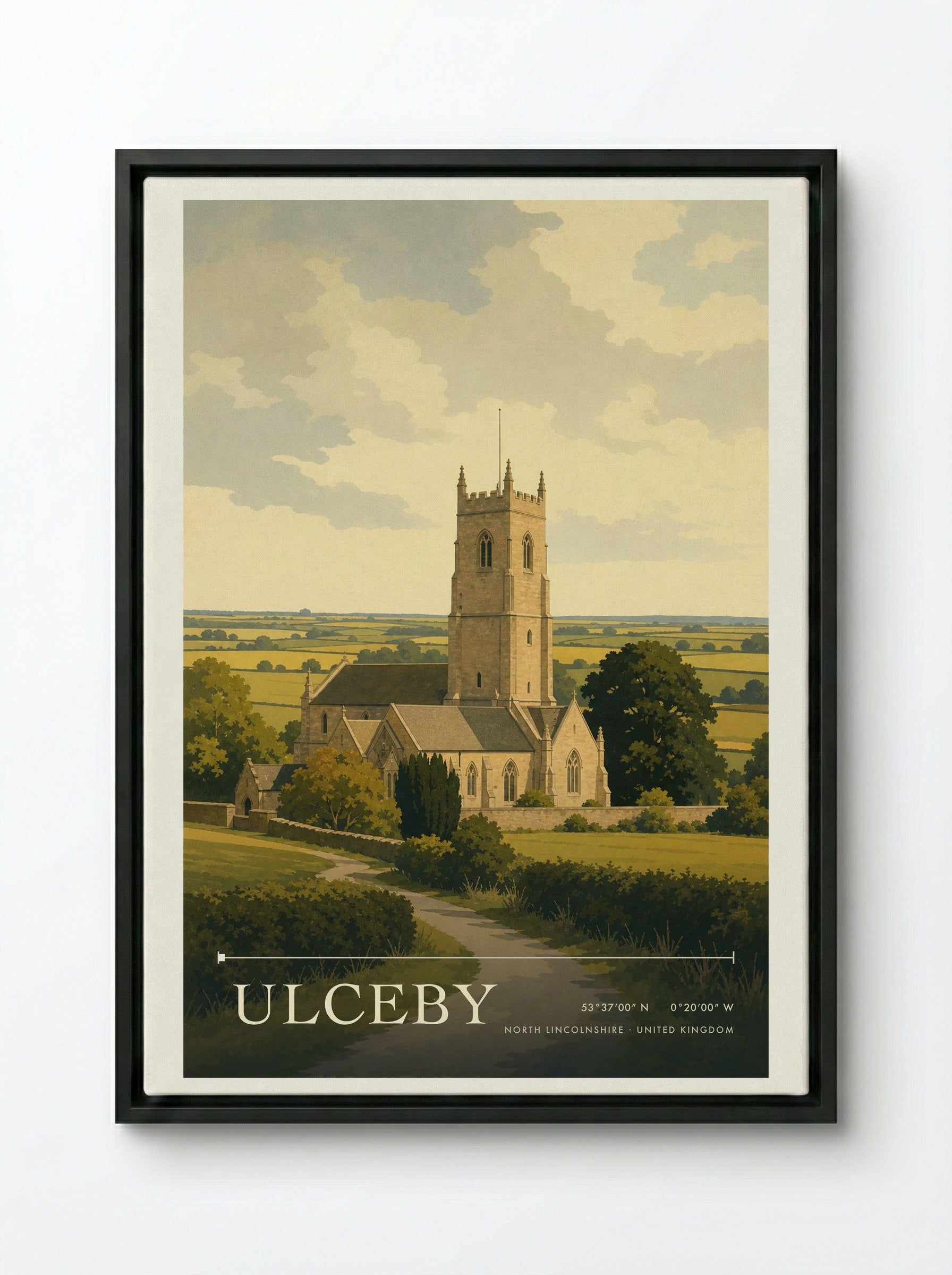 Ulceby North Lincolnshire United Kingdom Travel Poster - Framed Canvas Black