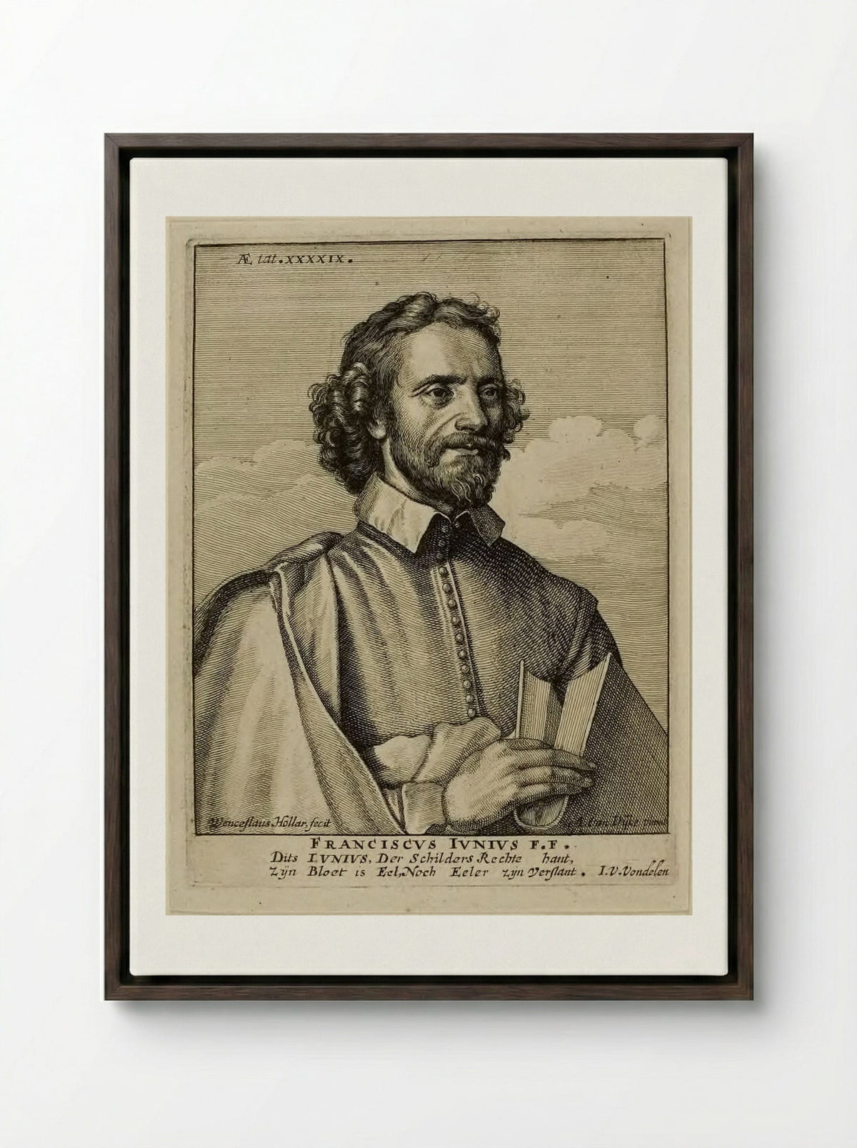 Franciscus Junius the Younger - Wenceslaus Hollar - Framed Canvas Dark Wood