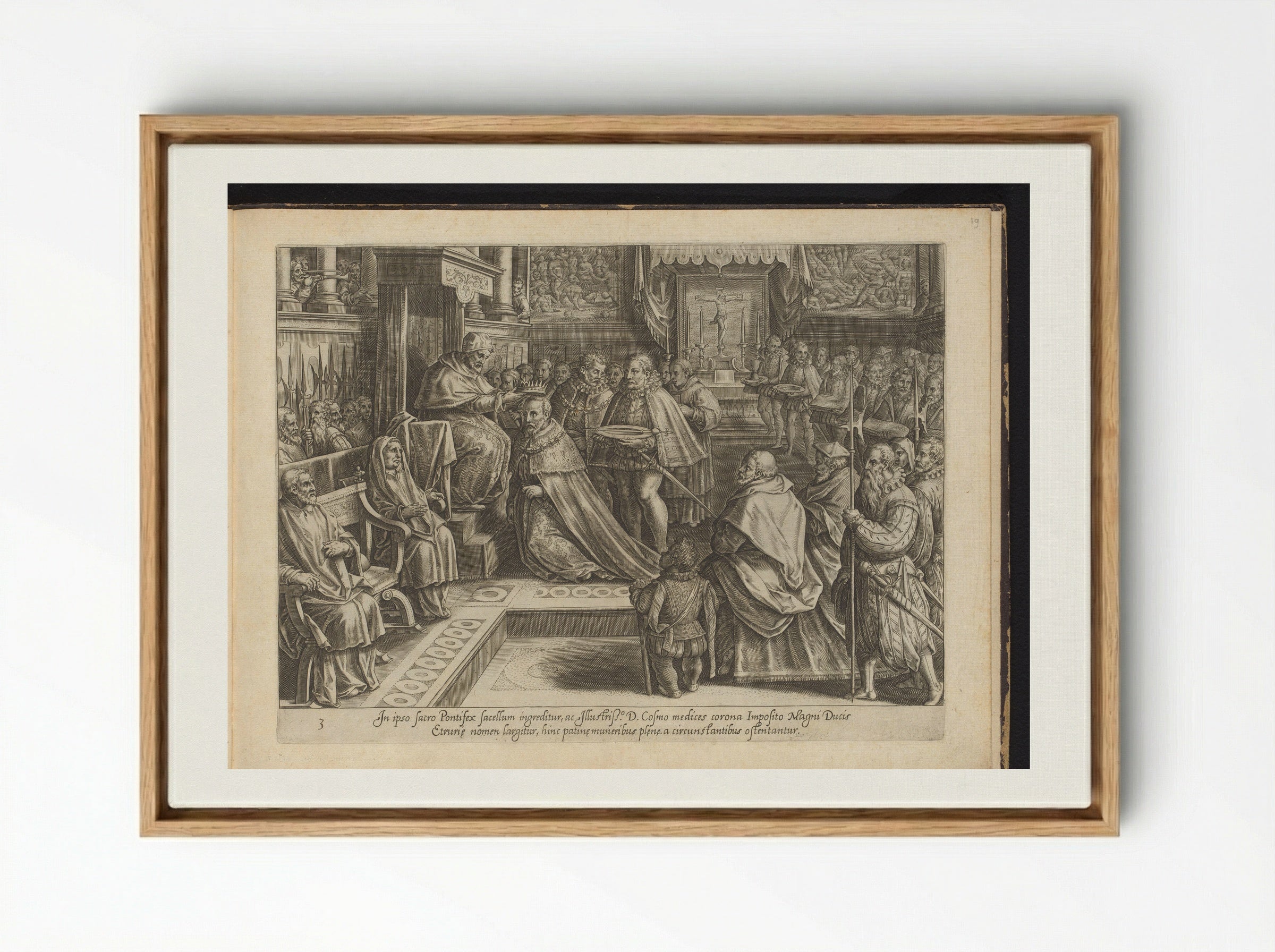 The Coronation of Cosimo I de' Medici - Philips Galle - Framed Canvas Wood