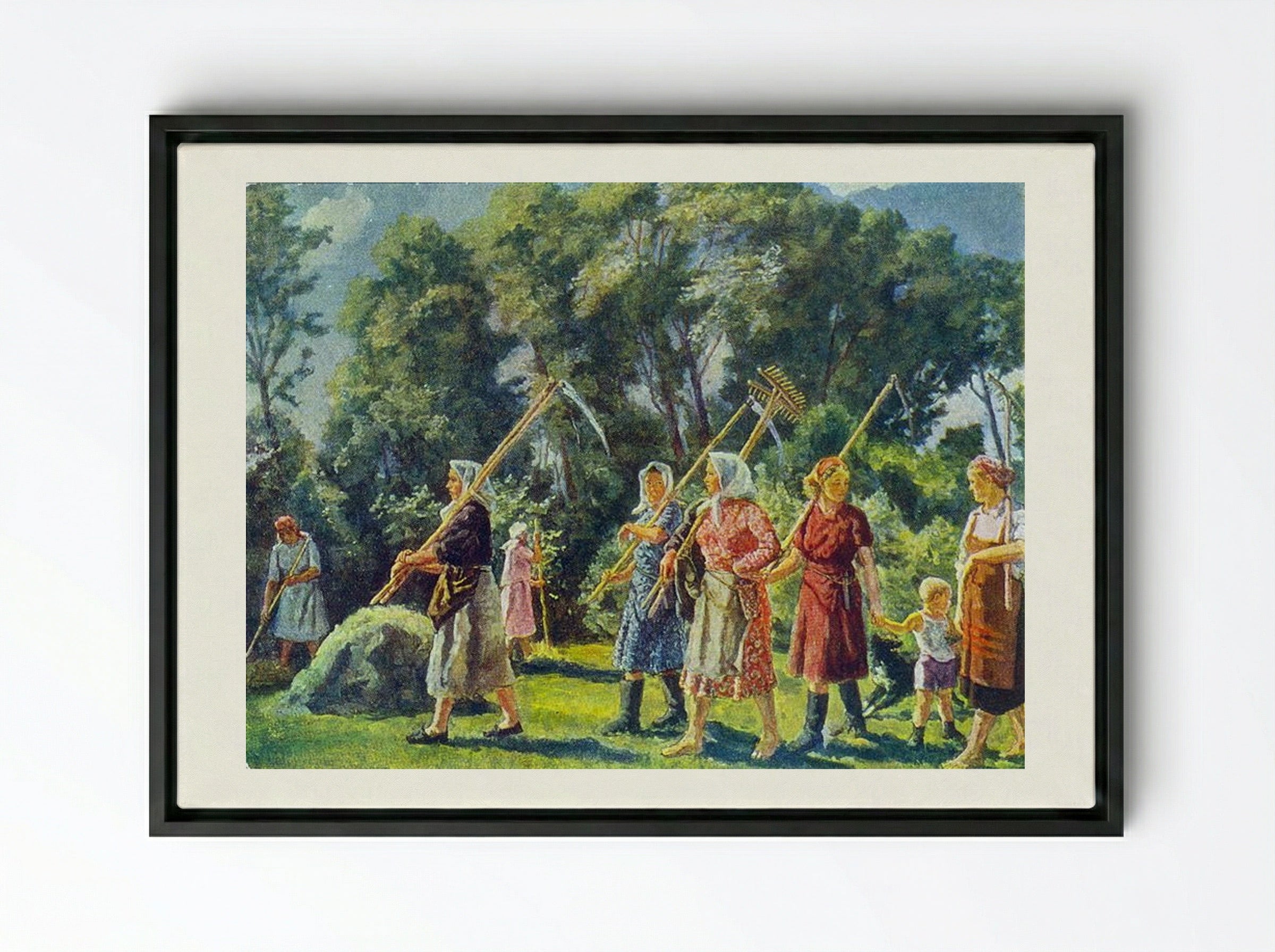 From Mowing - Pyotr Konchalovsky - Framed Canvas Black