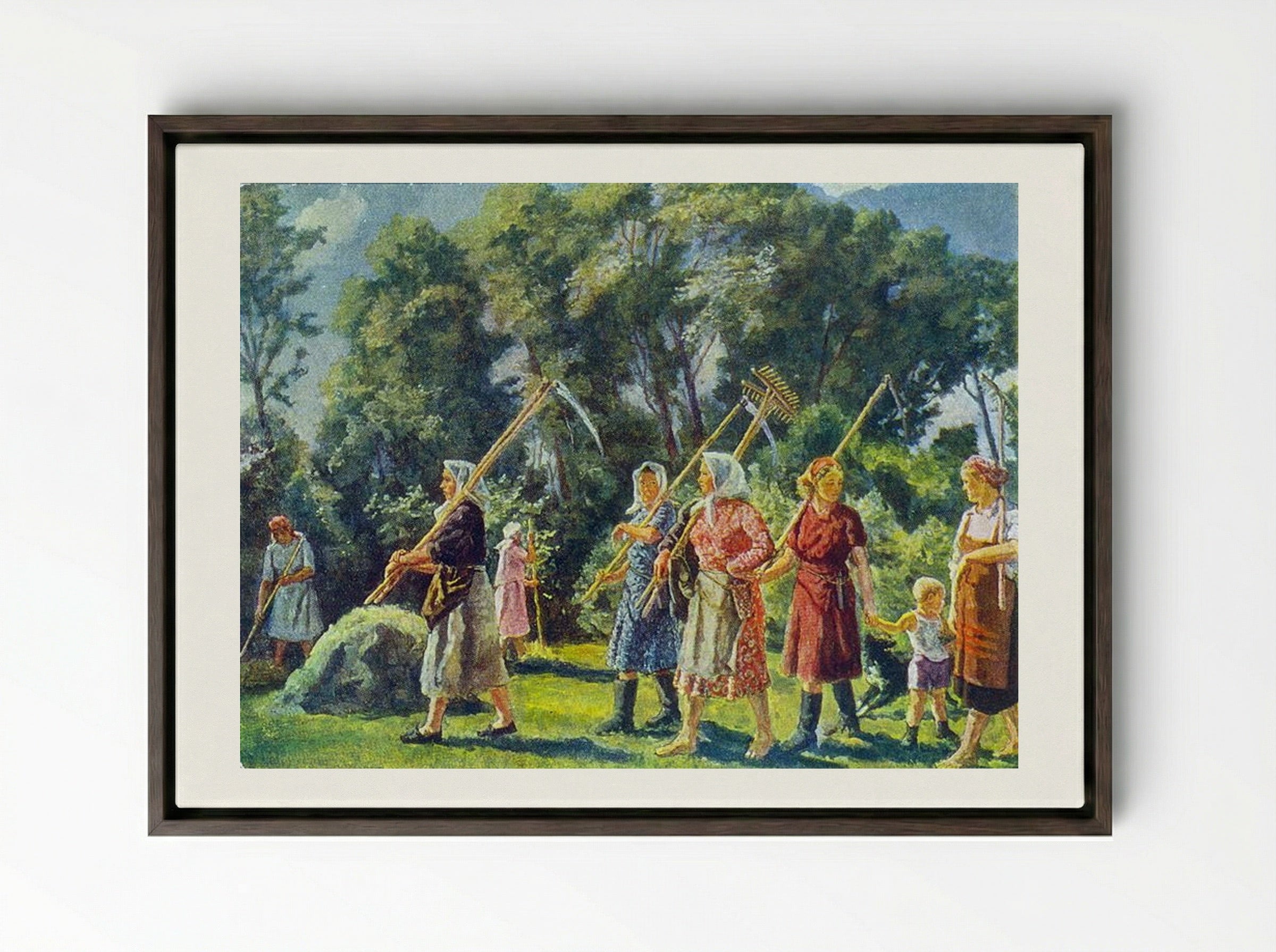 From Mowing - Pyotr Konchalovsky - Framed Canvas Dark Wood