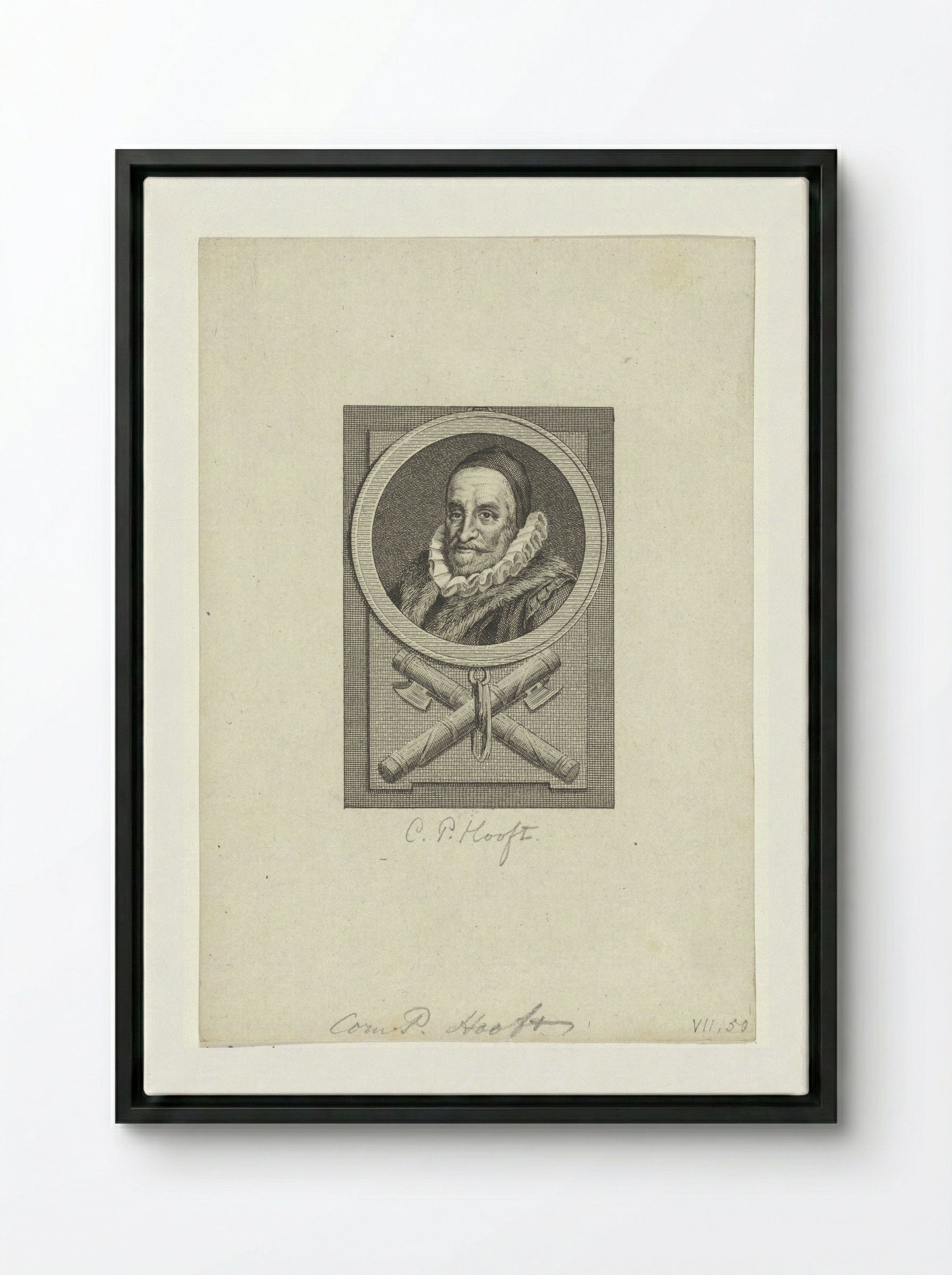 Portret van Cornelis Pietersz. Hooft - Reinier Vinkeles (I) - Framed Canvas Black