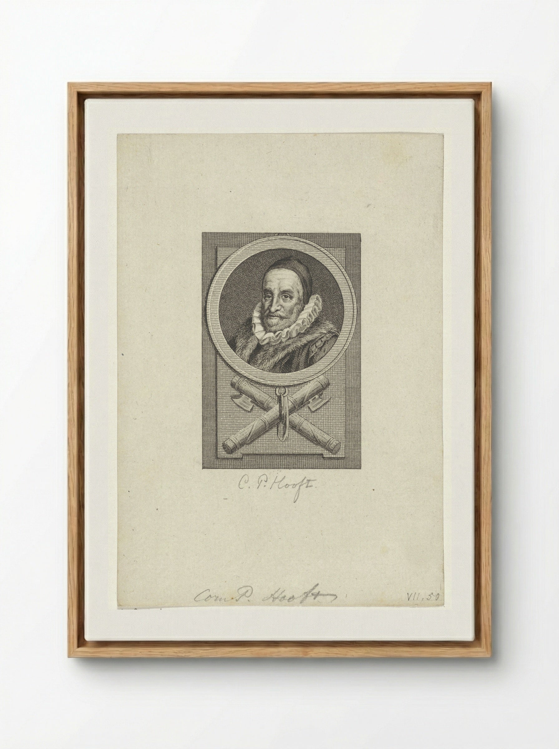 Portret van Cornelis Pietersz. Hooft - Reinier Vinkeles (I) - Framed Canvas Wood