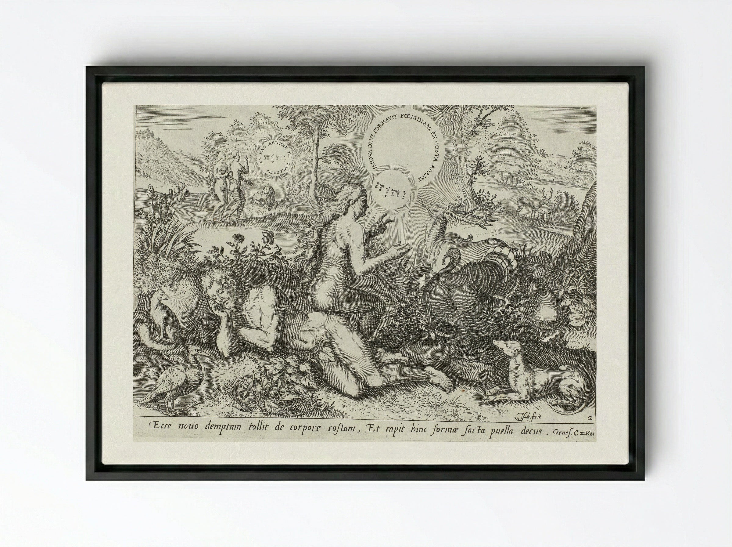 The Creation of Eve - Claes Jansz. Visscher (II) - Framed Canvas Black