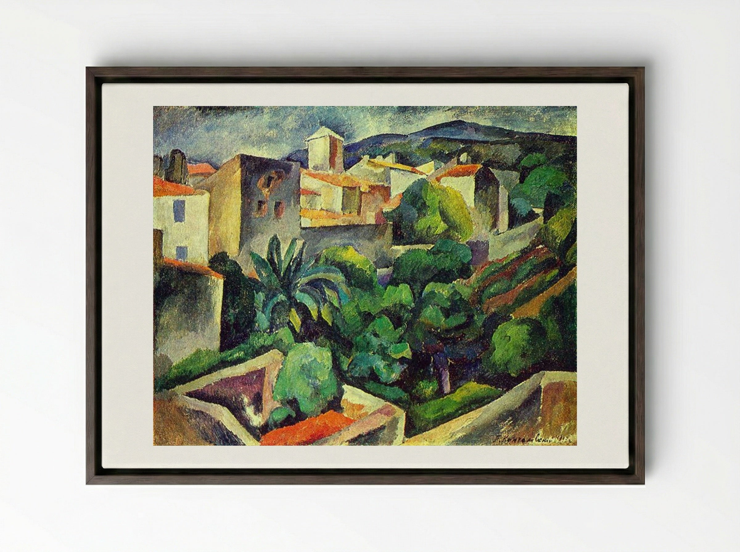 Cassis. The view from the window - Pyotr Konchalovsky - Framed Canvas Dark Wood
