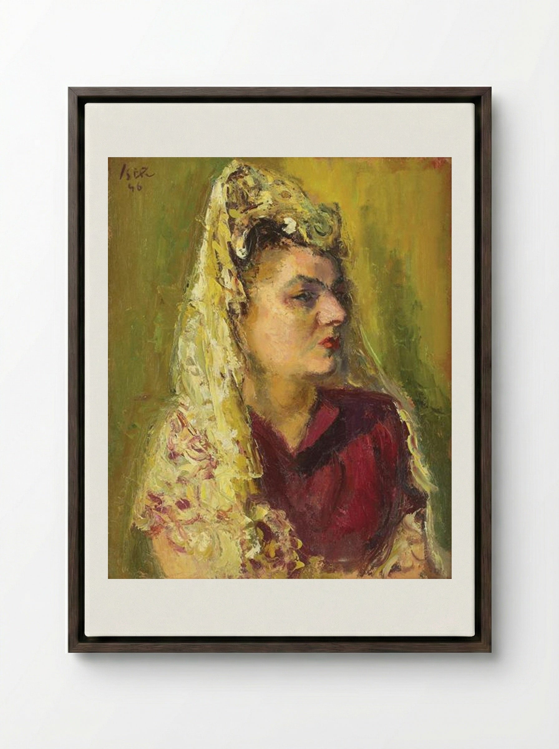 The Spanish Woman - Iosif Iser - Framed Canvas Dark Wood