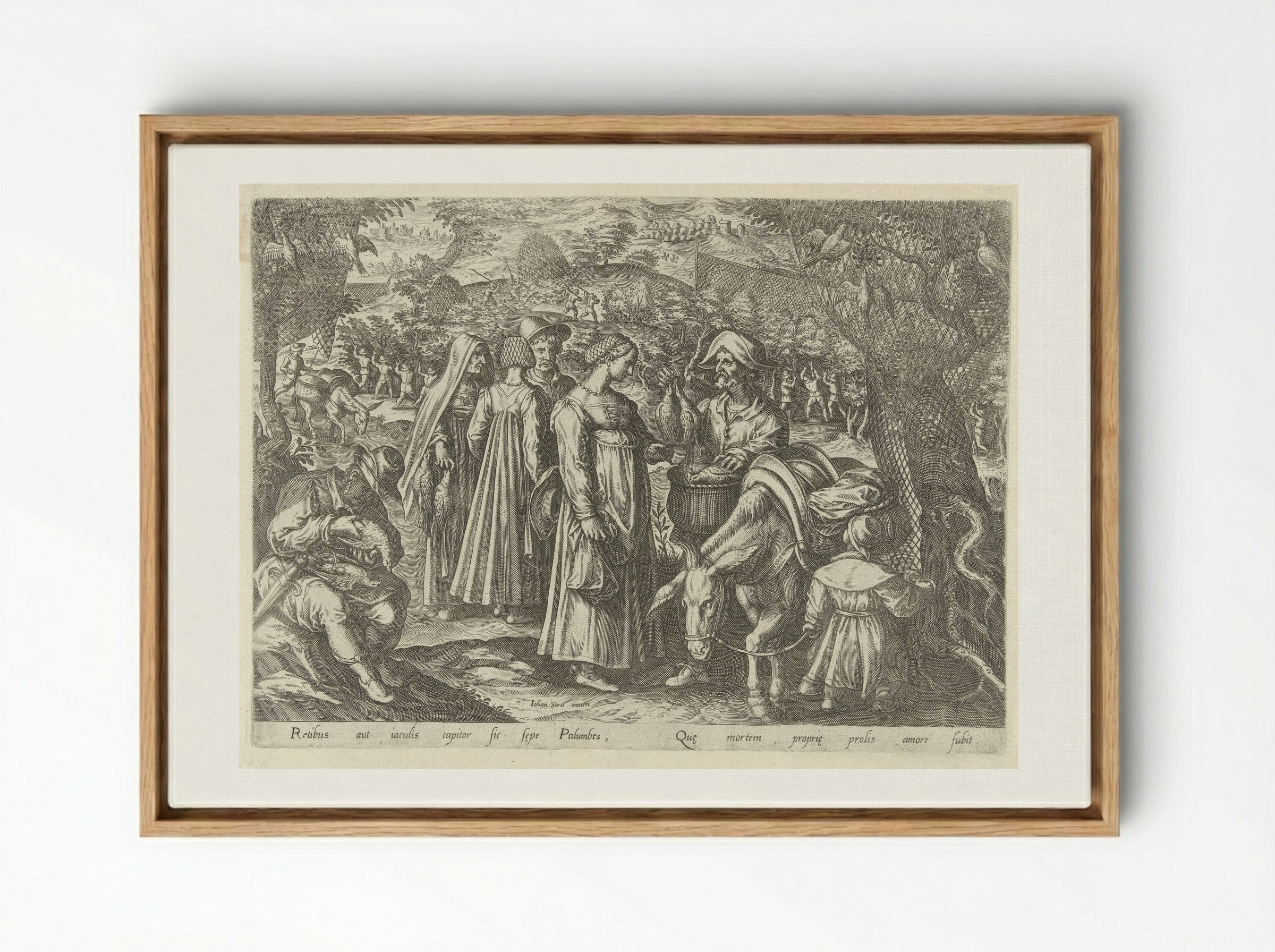 Jacht op duiven (Dove Hunting) - Philips Galle - Framed Canvas Wood