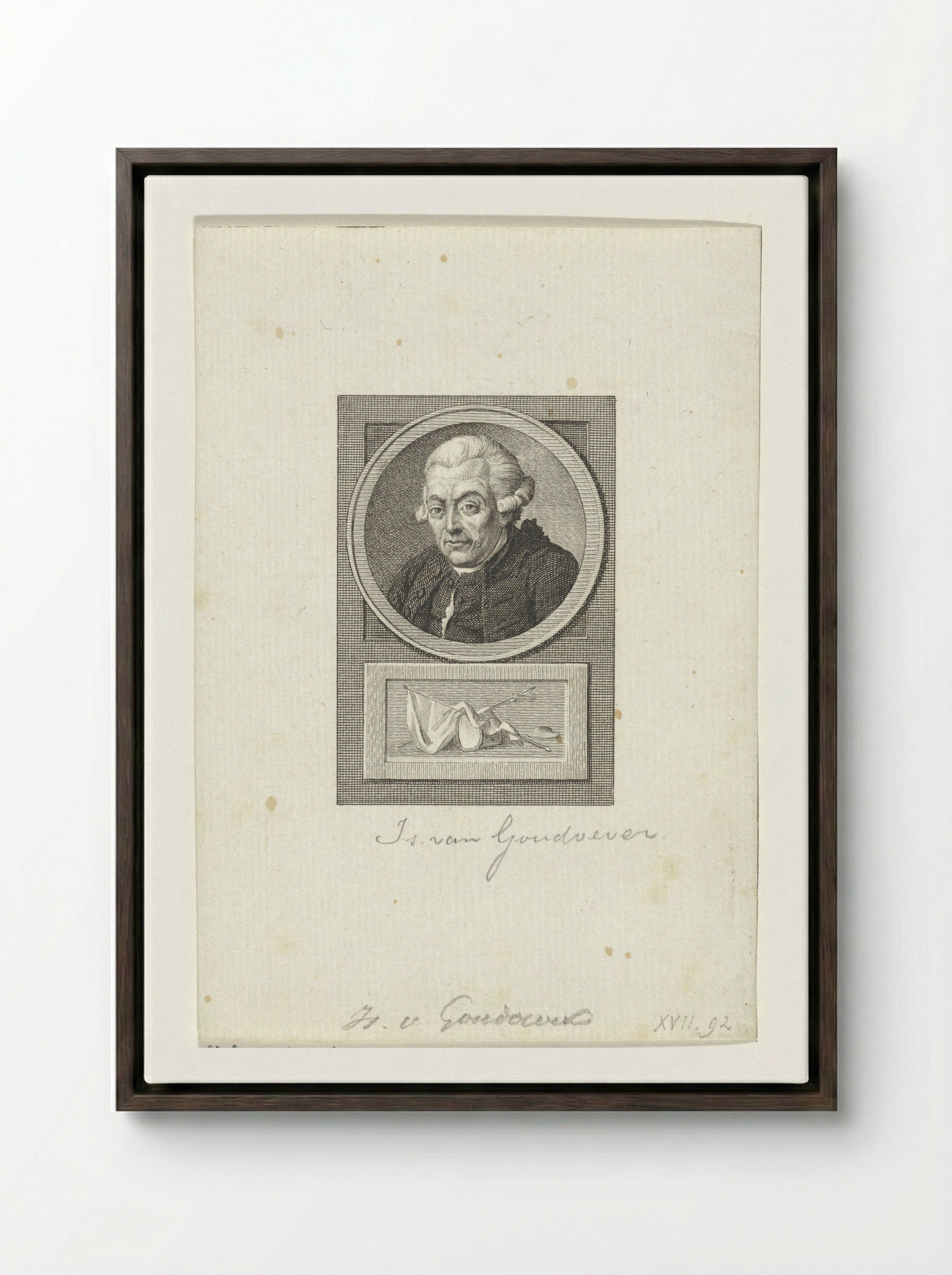 Portret van Isaak van Goudoever - Reinier Vinkeles - Framed Canvas Dark Wood