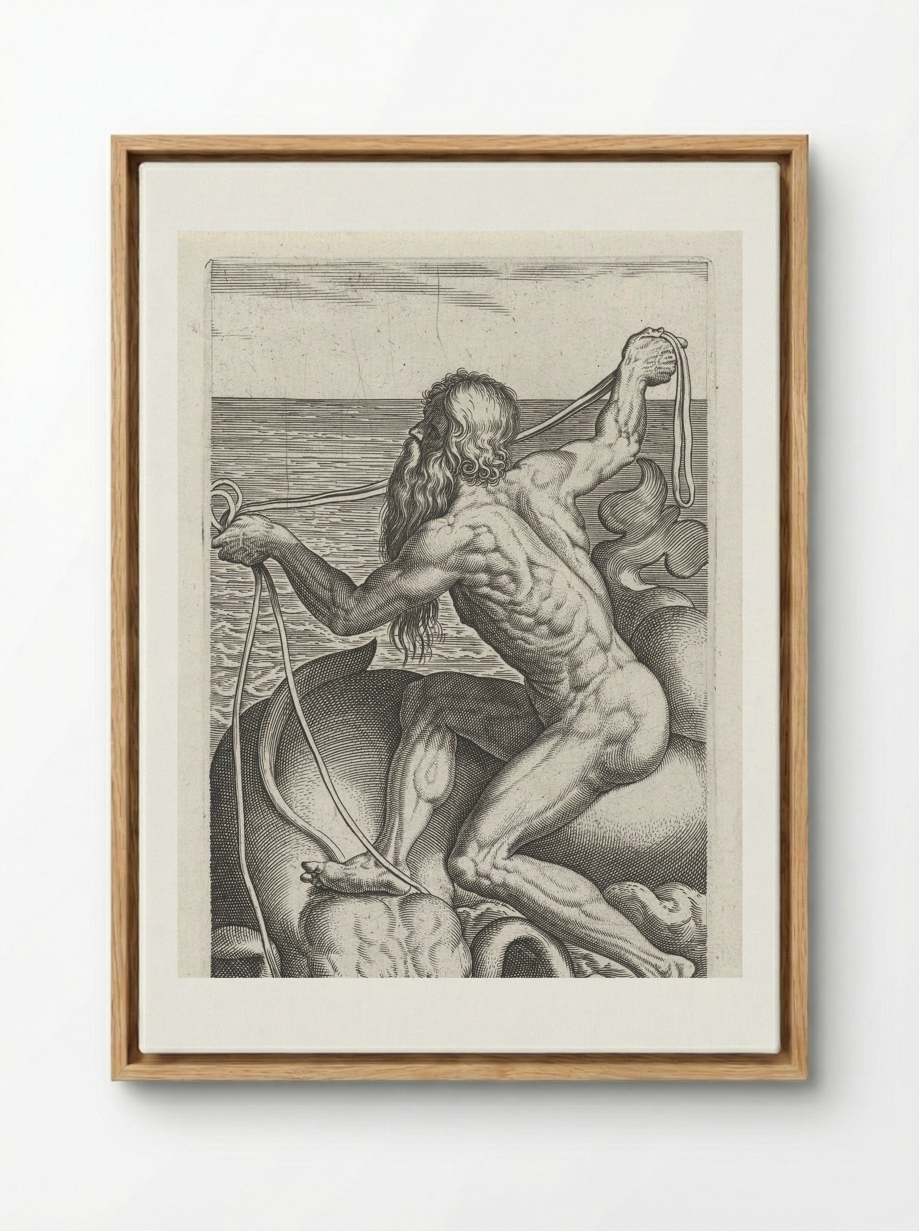 Zeegod Oceanus - Philips Galle - Framed Canvas Wood