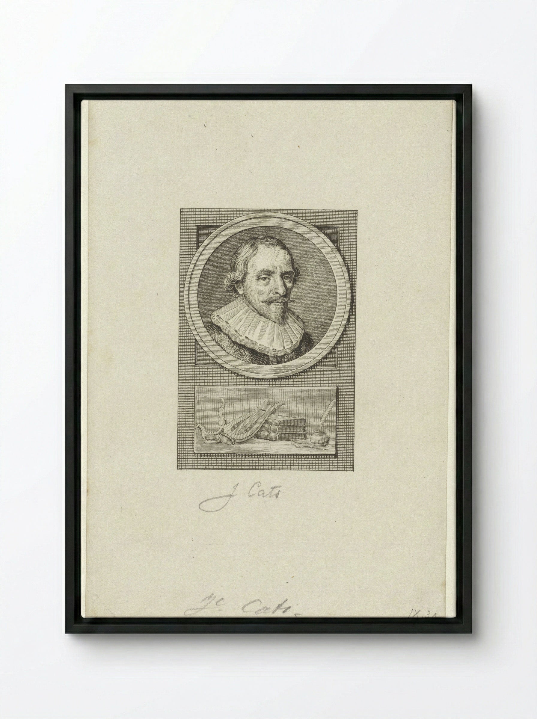 Portret van Jacob Cats - Reinier Vinkeles - Framed Canvas Black