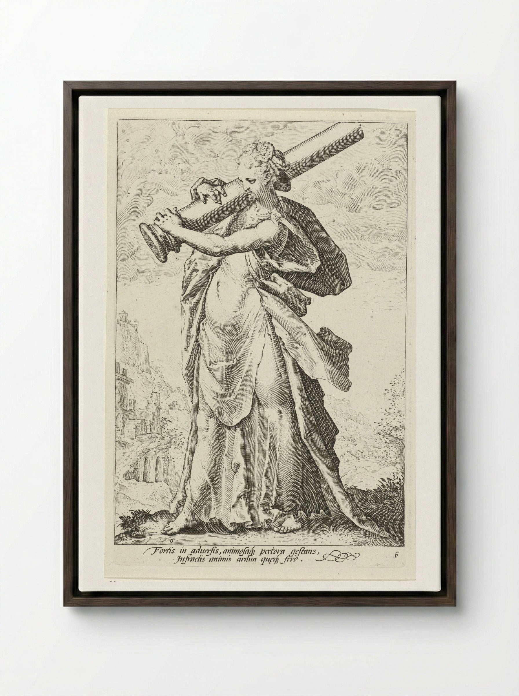 Kracht (Fortitudo) - Claes Jansz. Visscher (II) - Framed Canvas Dark Wood