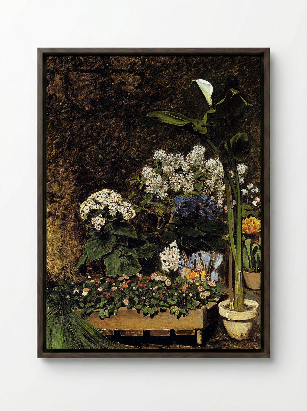 Spring Flowers - Édouard Manet - Framed Canvas Dark Wood