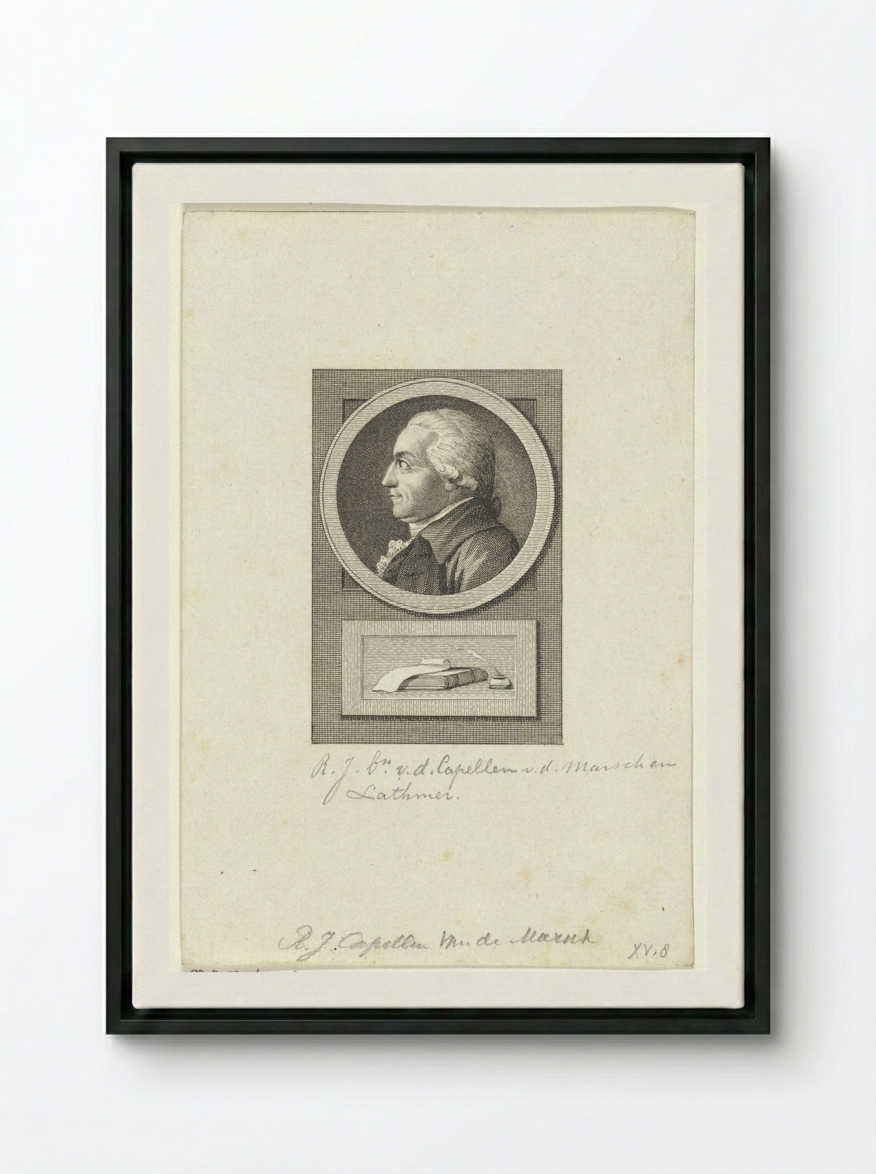 Portret van Robert Jasper van der Capellen - Reinier Vinkeles - Framed Canvas Black