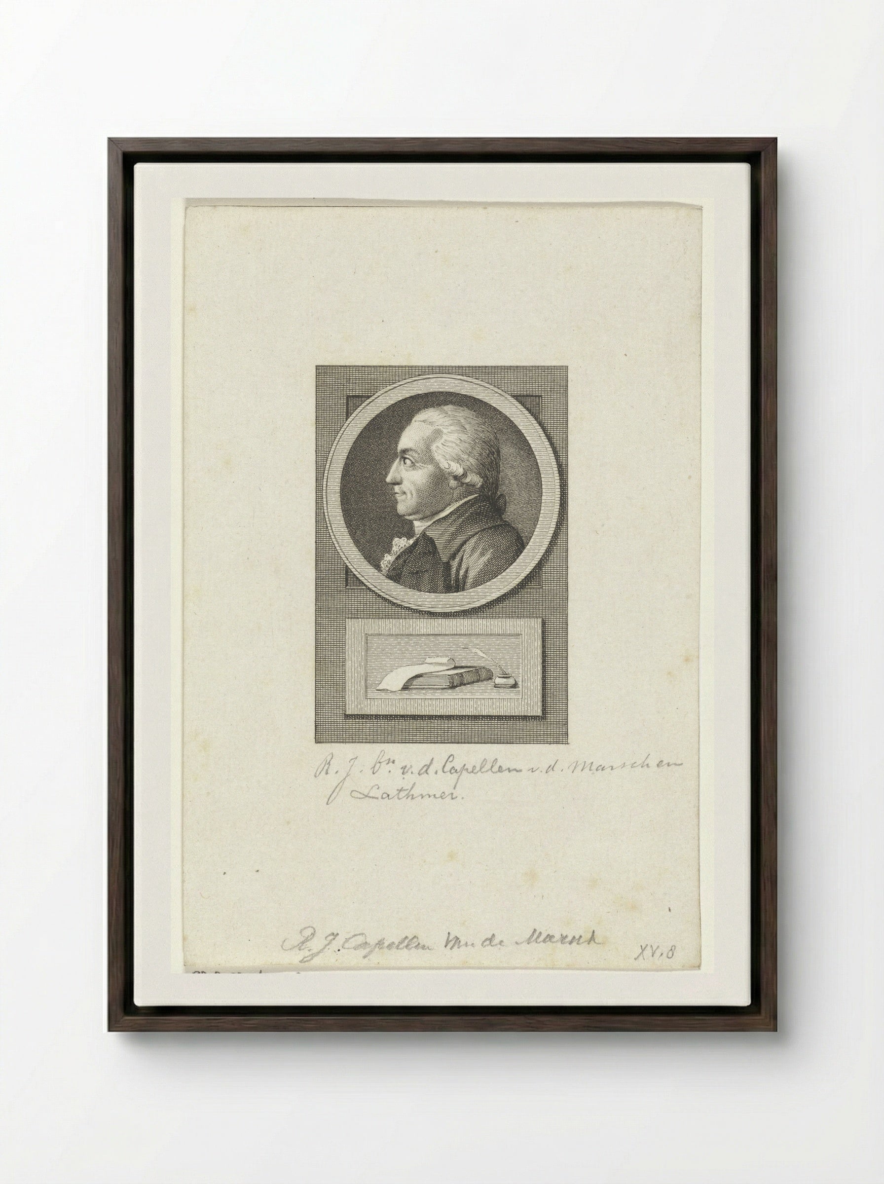Portret van Robert Jasper van der Capellen - Reinier Vinkeles - Framed Canvas Dark Wood