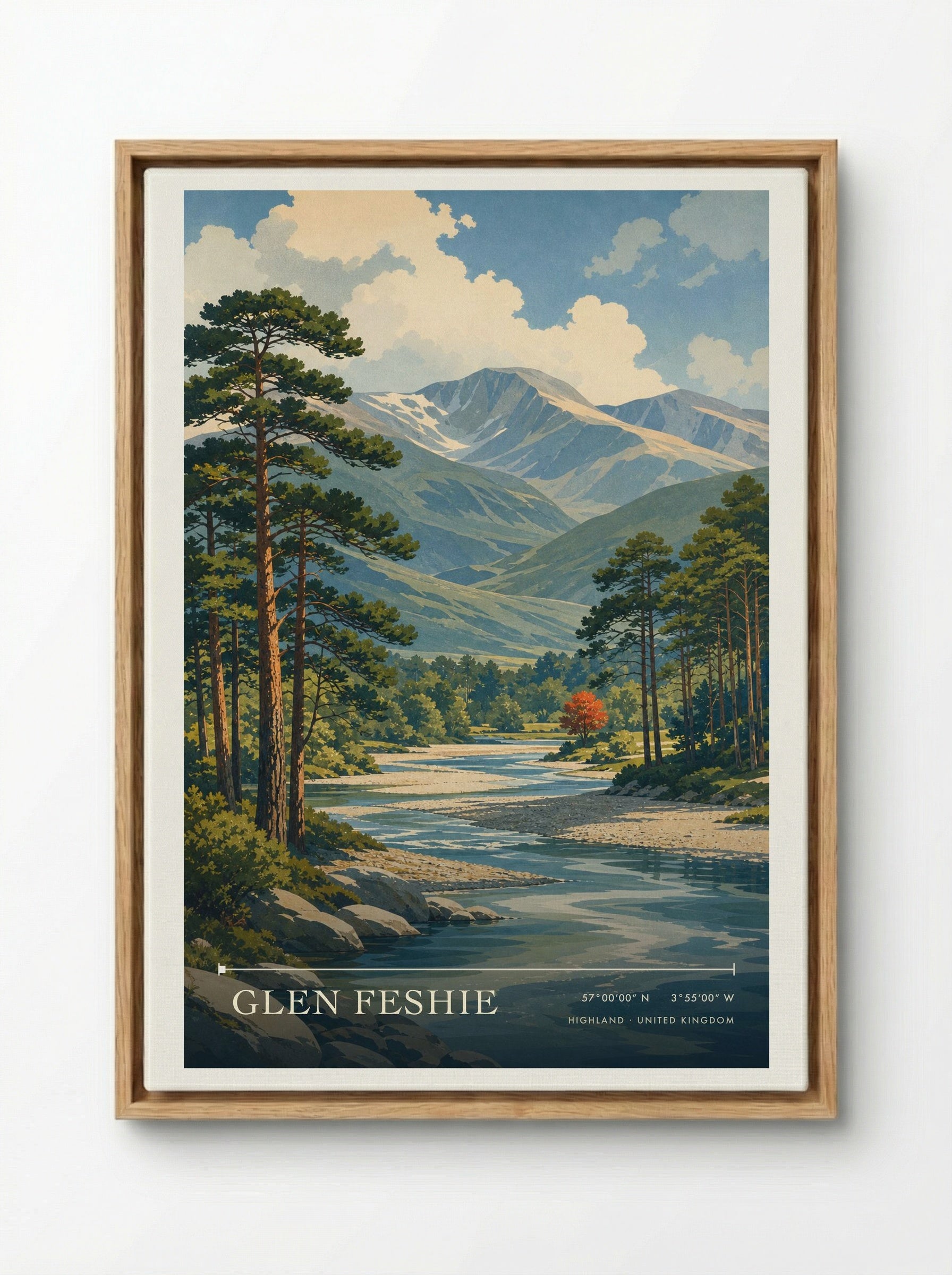 Glen Feshie Highland United Kingdom Travel Poster - Framed Canvas Wood